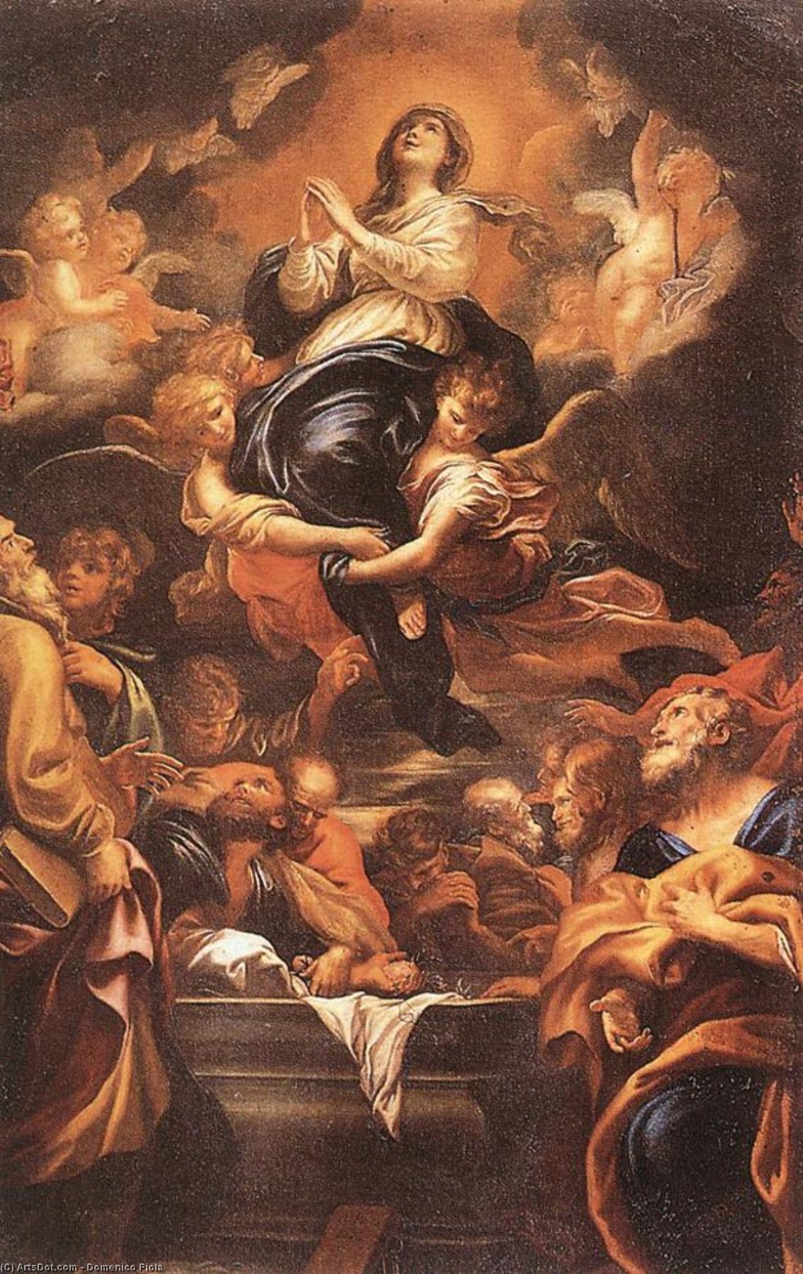 Wikoo.org - موسوعة الفنون الجميلة - اللوحة، العمل الفني Domenico Piola - Assumption of the Virgin