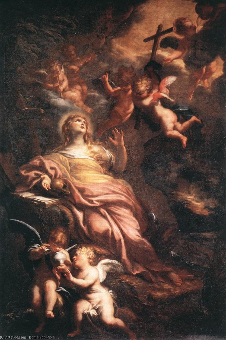 WikiOO.org - Encyclopedia of Fine Arts - Lukisan, Artwork Domenico Piola - Magdalene in the Desert