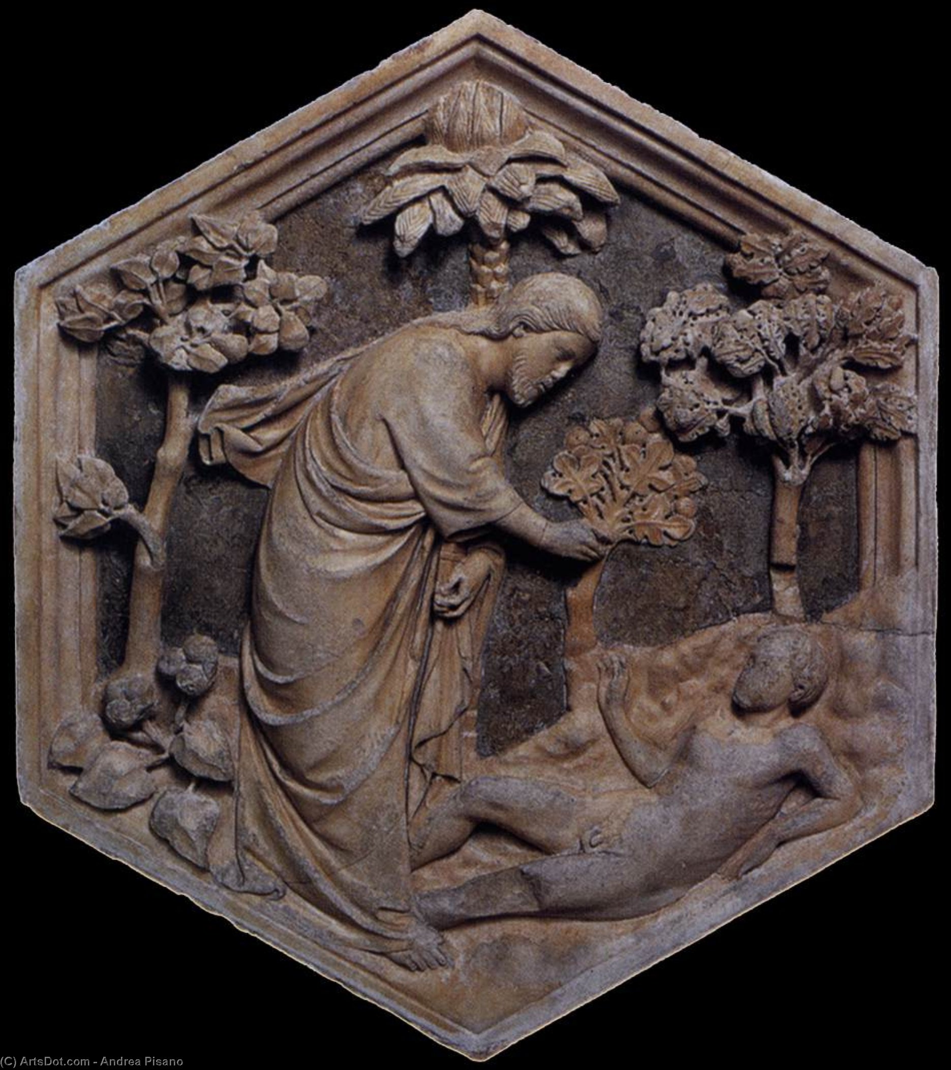 WikiOO.org - Encyclopedia of Fine Arts - Lukisan, Artwork Andrea Pisano - The Creation of Adam