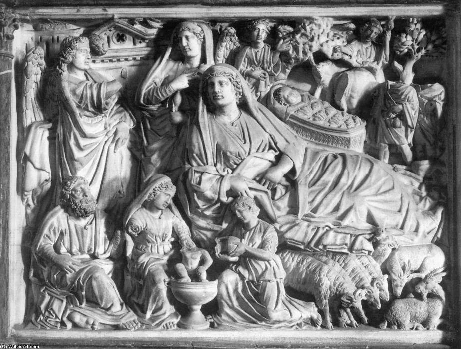 WikiOO.org - Encyclopedia of Fine Arts - Maľba, Artwork Nicola Pisano - Annunciation, Birth of Jesus and Adoration of the Shepherds