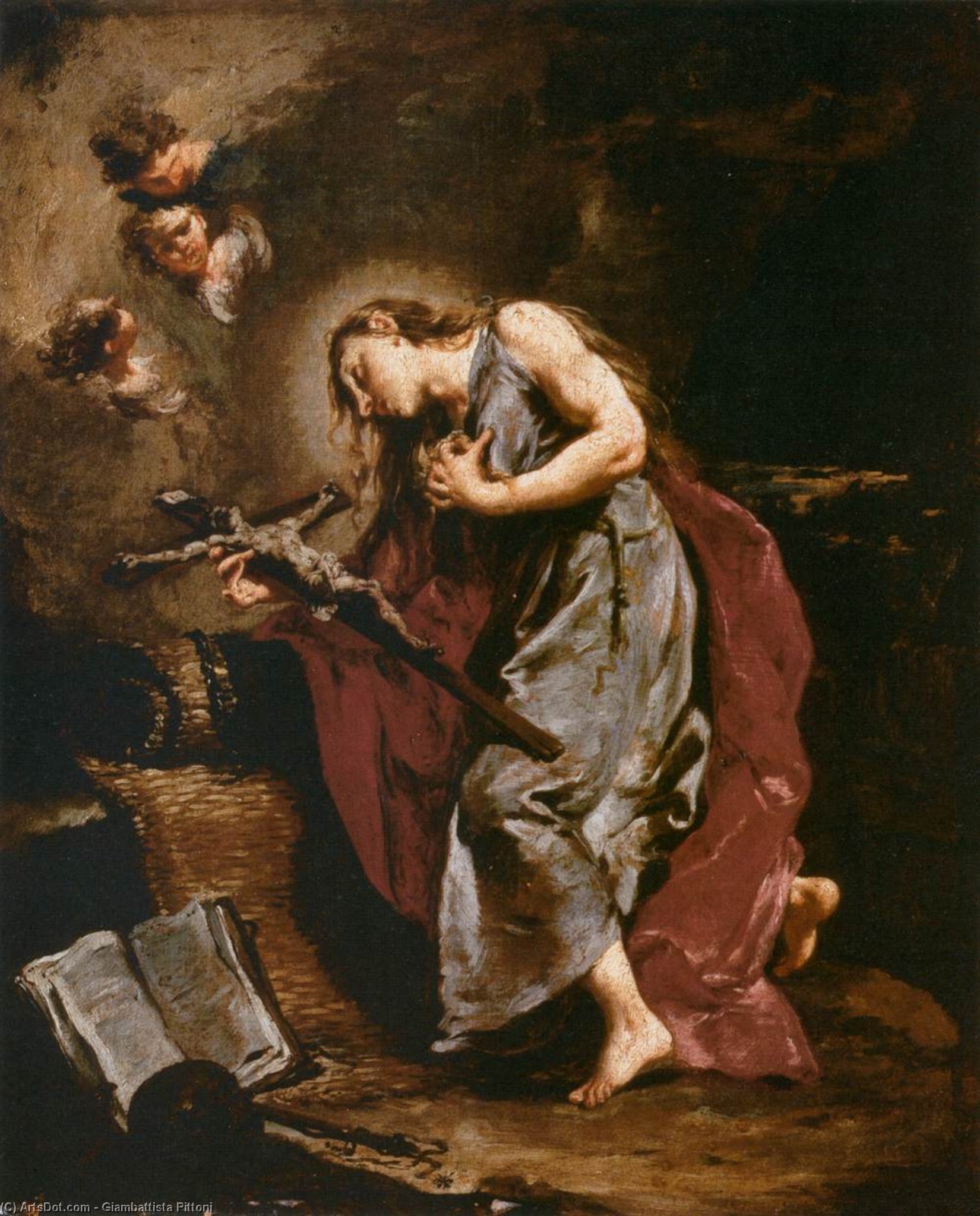 Wikioo.org - The Encyclopedia of Fine Arts - Painting, Artwork by Giambattista Pittoni - The Penitent Magdalene