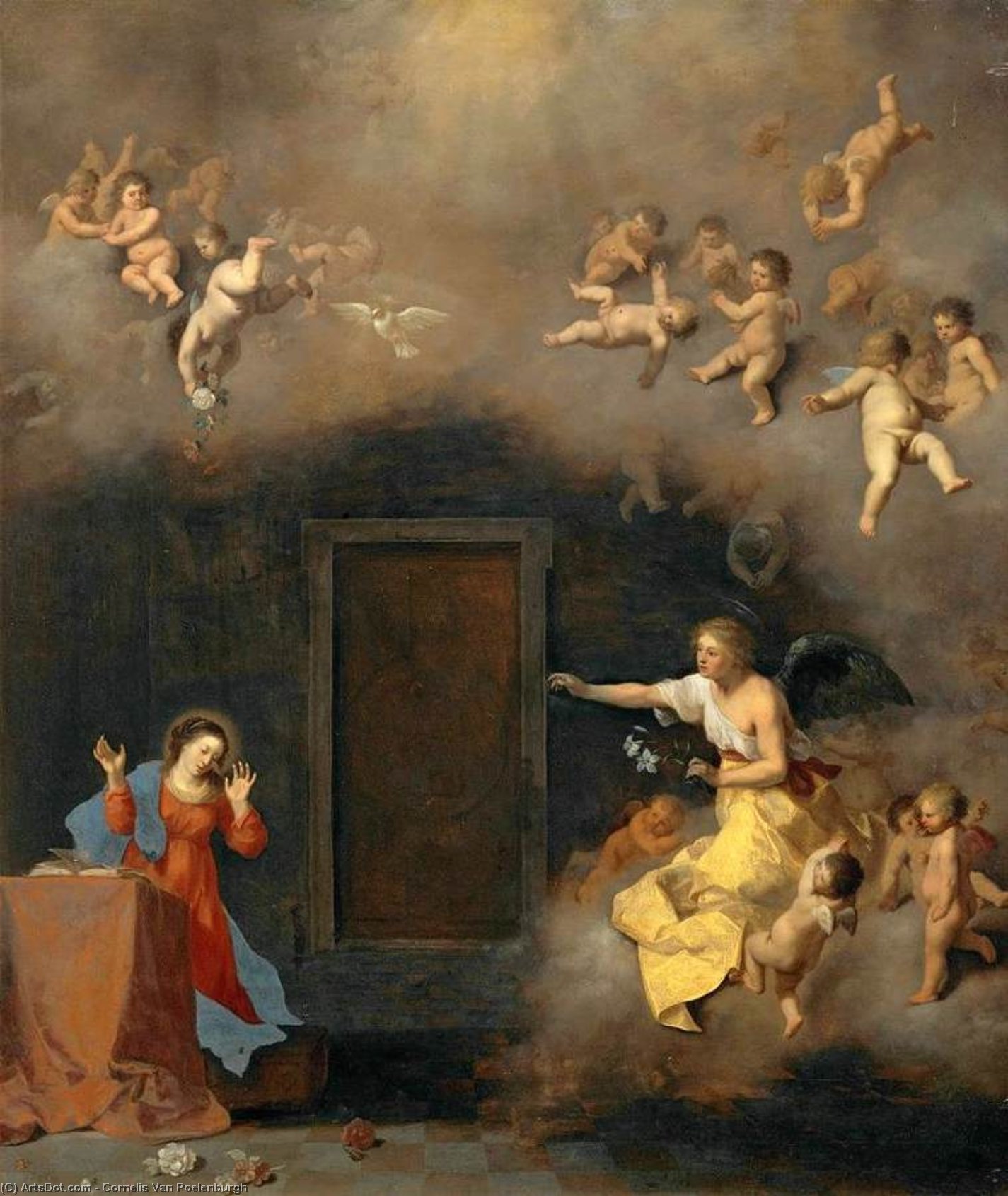Wikioo.org - สารานุกรมวิจิตรศิลป์ - จิตรกรรม Cornelis Van Poelenburgh - Annunciation