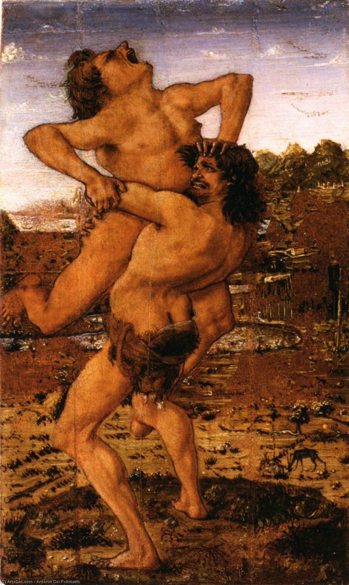 Wikioo.org - The Encyclopedia of Fine Arts - Painting, Artwork by Antonio Del Pollaiuolo - Hercules and Antaeus