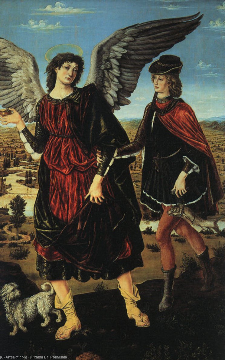 Wikioo.org - สารานุกรมวิจิตรศิลป์ - จิตรกรรม Antonio Del Pollaiuolo - Tobias and the Angel