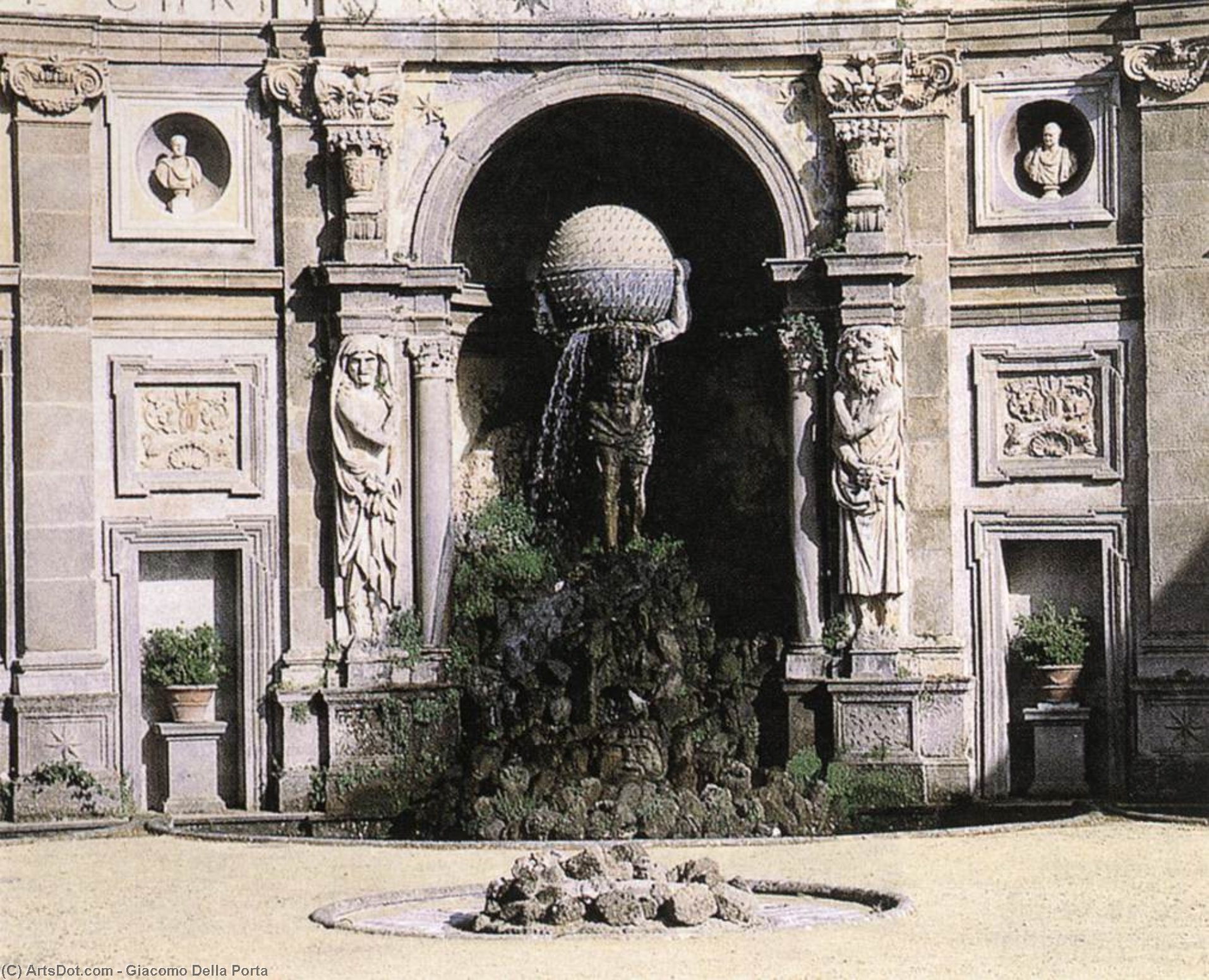 Wikioo.org - Bách khoa toàn thư về mỹ thuật - Vẽ tranh, Tác phẩm nghệ thuật Giacomo Della Porta - Atlas Fountain (detail)