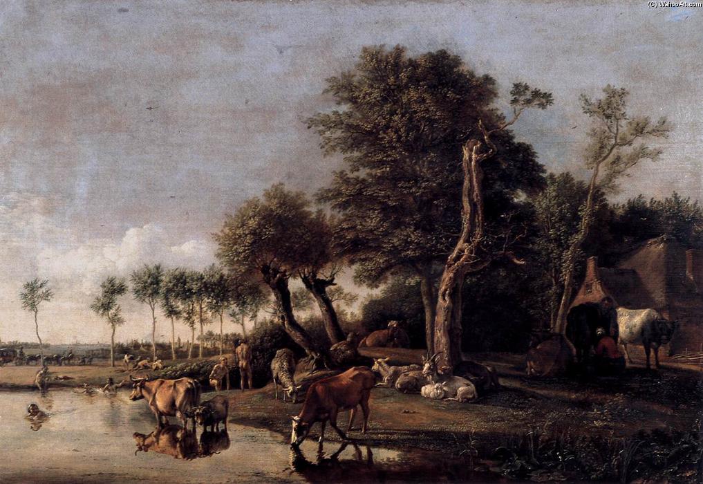 Wikioo.org - The Encyclopedia of Fine Arts - Painting, Artwork by Paulus Potter - Cows Reflected in the Water