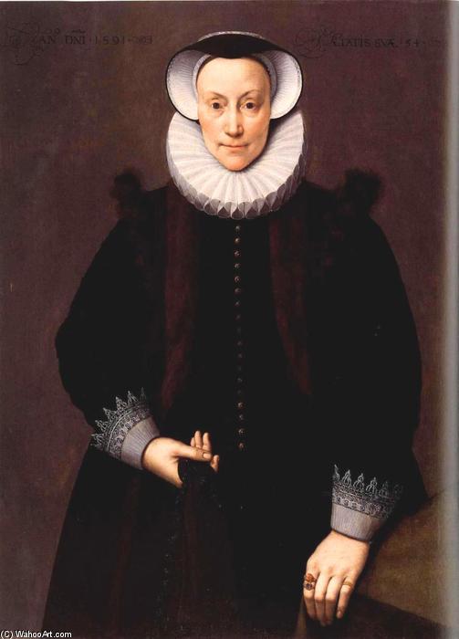 Wikioo.org - The Encyclopedia of Fine Arts - Painting, Artwork by Frans The Younger Pourbus - Portrait of a Woman Aged 54