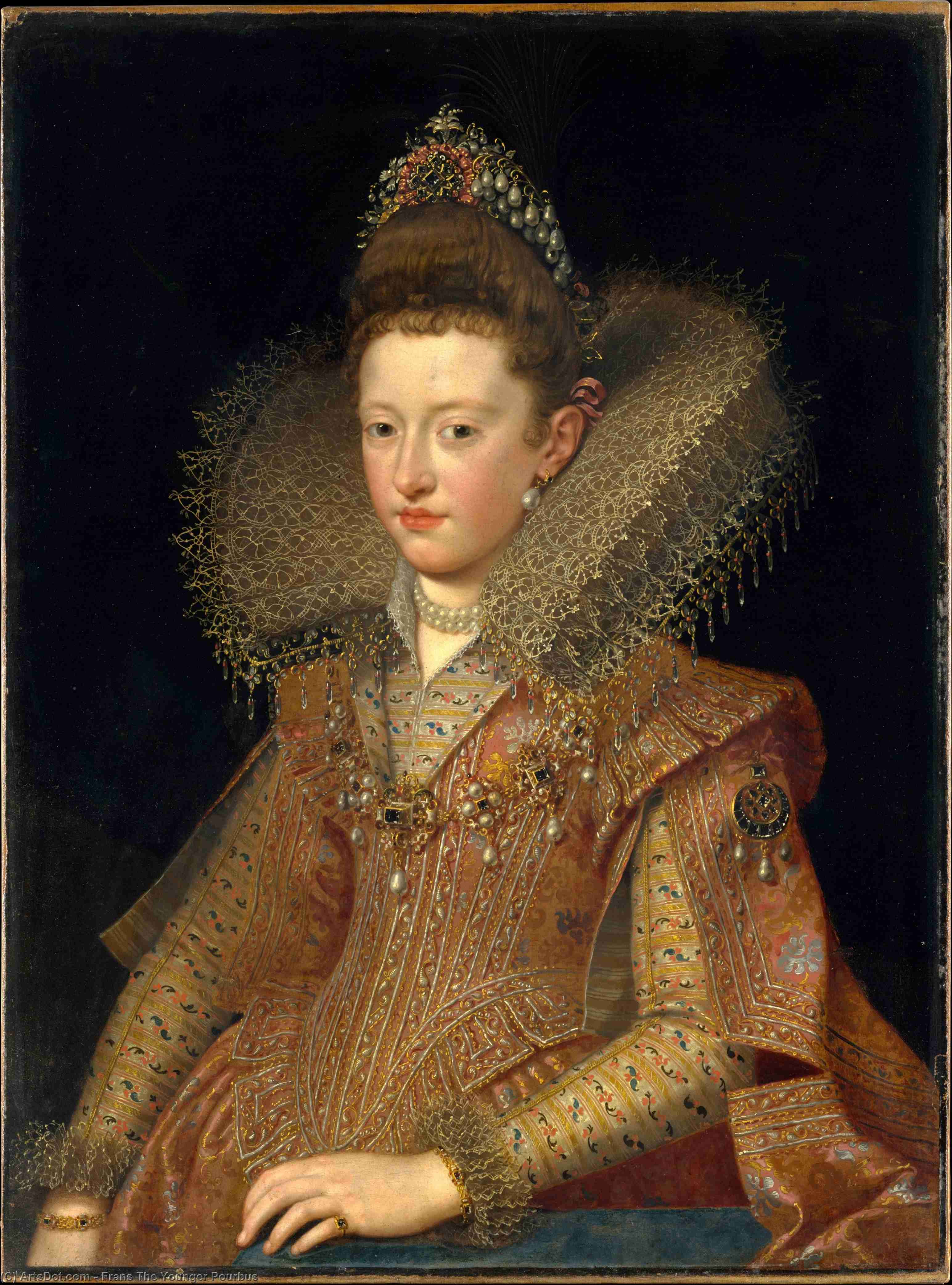 Wikioo.org - The Encyclopedia of Fine Arts - Painting, Artwork by Frans The Younger Pourbus - Portrait of Eleonora of Mantua as a Child