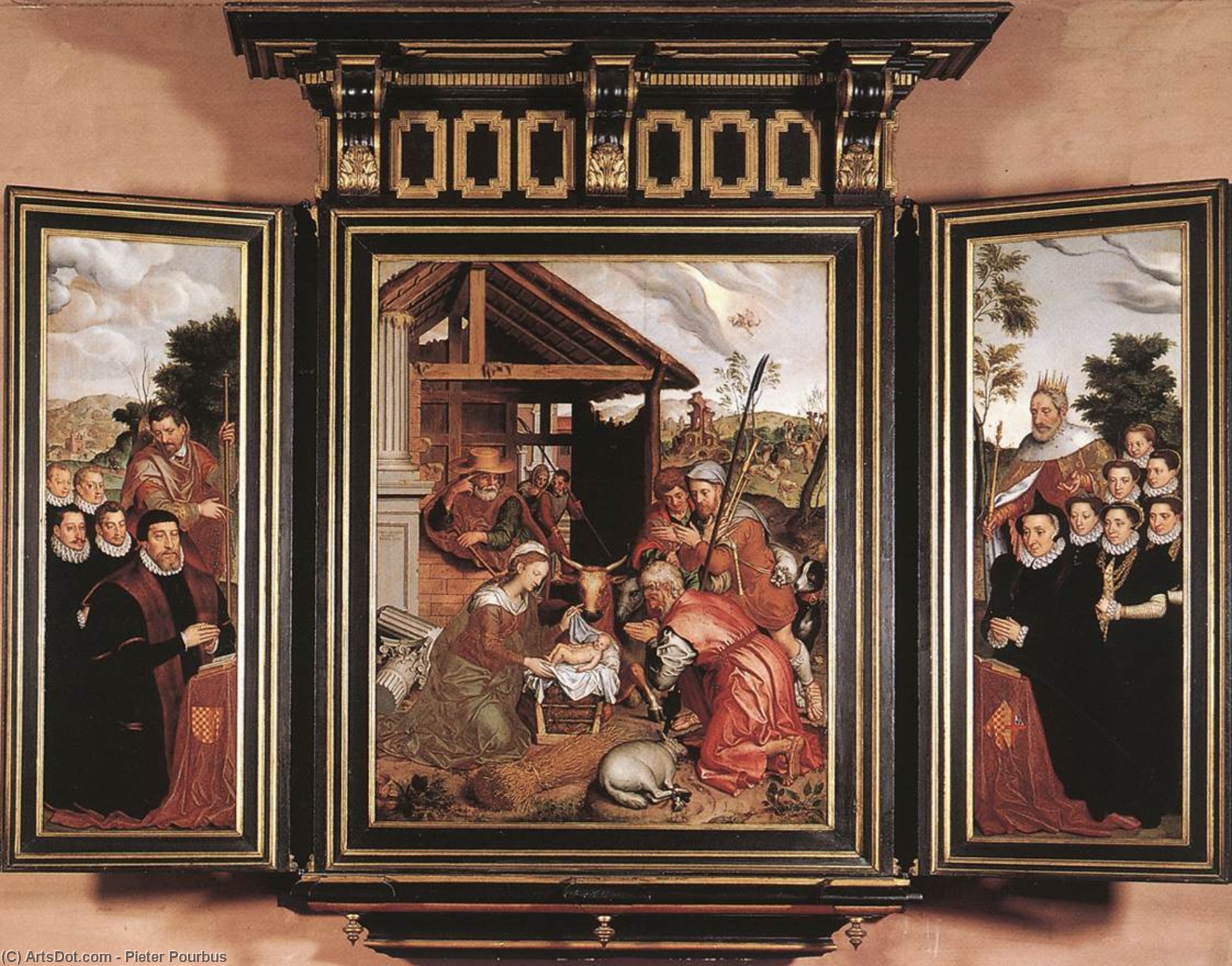 Wikioo.org – La Enciclopedia de las Bellas Artes - Pintura, Obras de arte de Pieter Pourbus - Adoración de los pastores