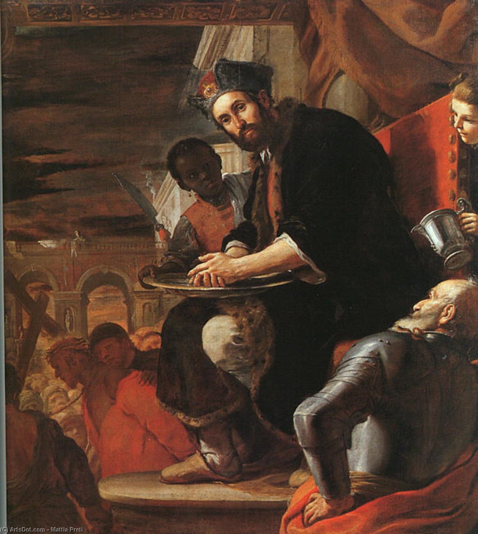 Wikioo.org - สารานุกรมวิจิตรศิลป์ - จิตรกรรม Mattia Preti - Pilate Washing his Hands