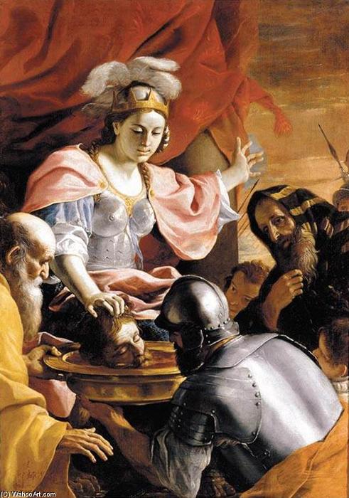 Wikioo.org - The Encyclopedia of Fine Arts - Painting, Artwork by Mattia Preti - Queen Tomyris Receiving the Head of Cyrus, King of Persia