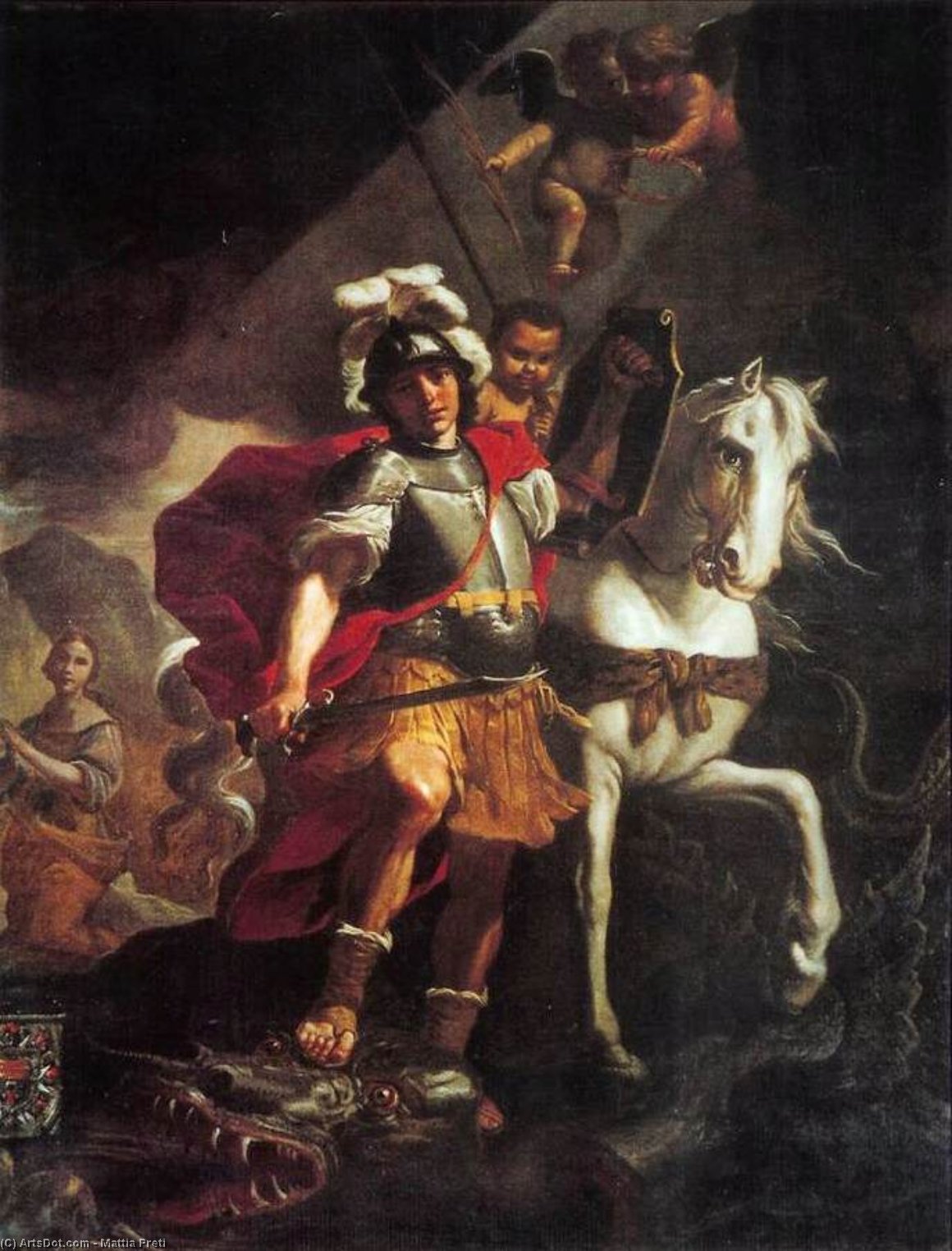Wikioo.org - The Encyclopedia of Fine Arts - Painting, Artwork by Mattia Preti - St. George Victorious over the Dragon
