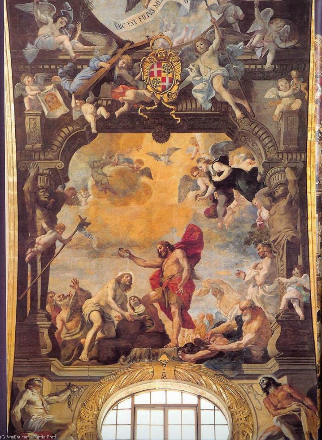 WikiOO.org – 美術百科全書 - 繪畫，作品 Mattia Preti - 洗礼 的  基督