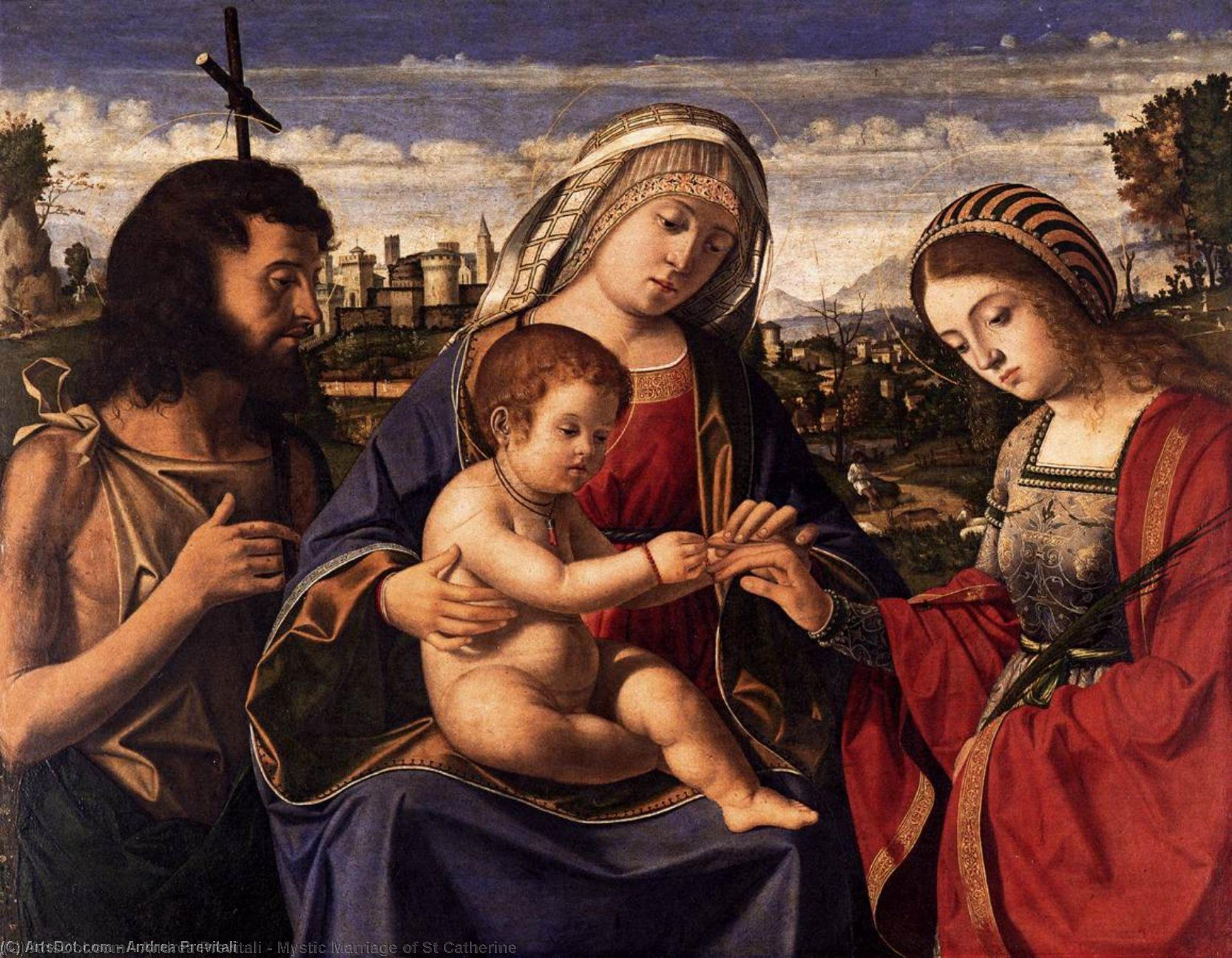 WikiOO.org - Encyclopedia of Fine Arts - Maleri, Artwork Andrea Previtali - Mystic Marriage of St Catherine