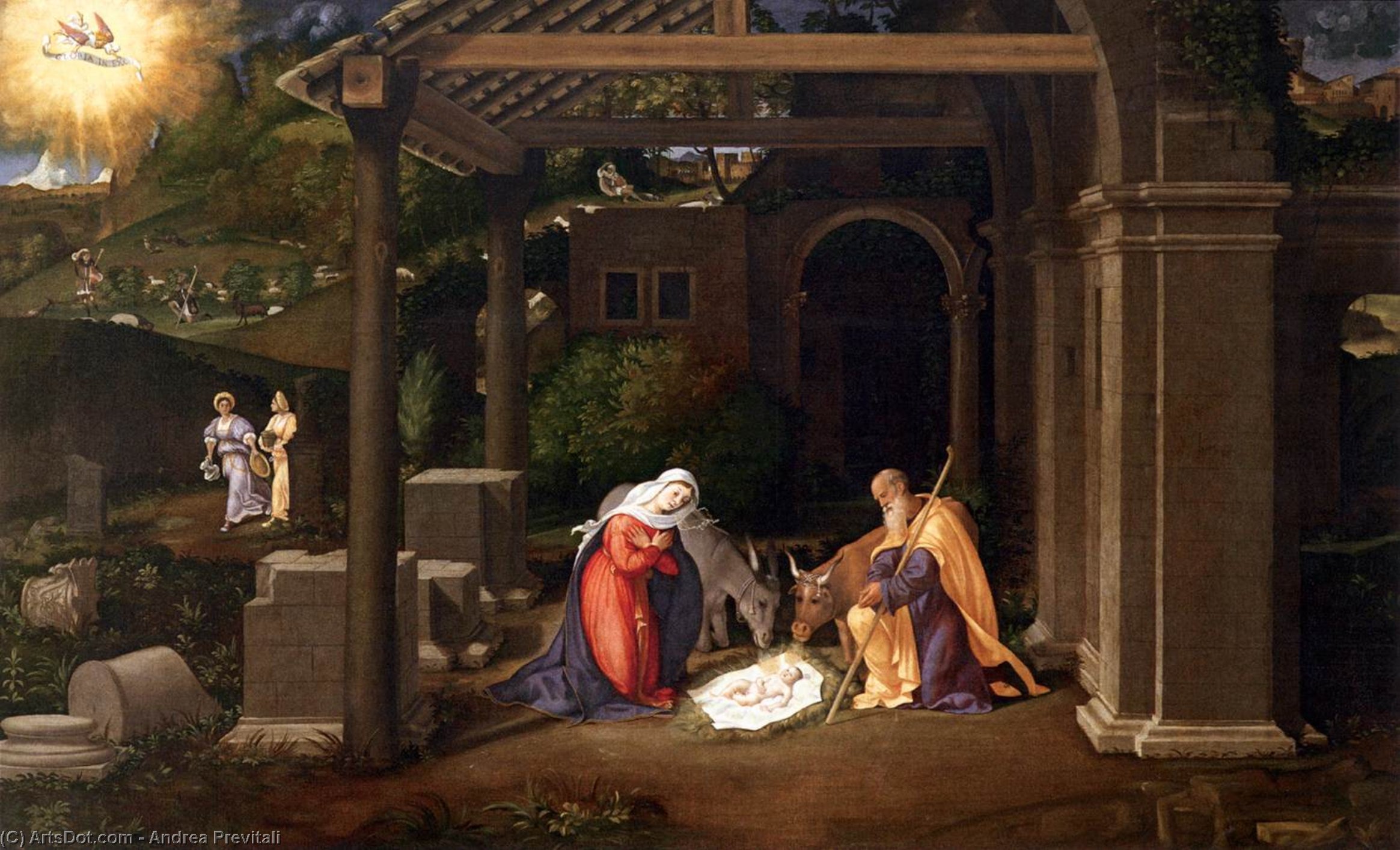 WikiOO.org - 百科事典 - 絵画、アートワーク Andrea Previtali - キリストの降誕