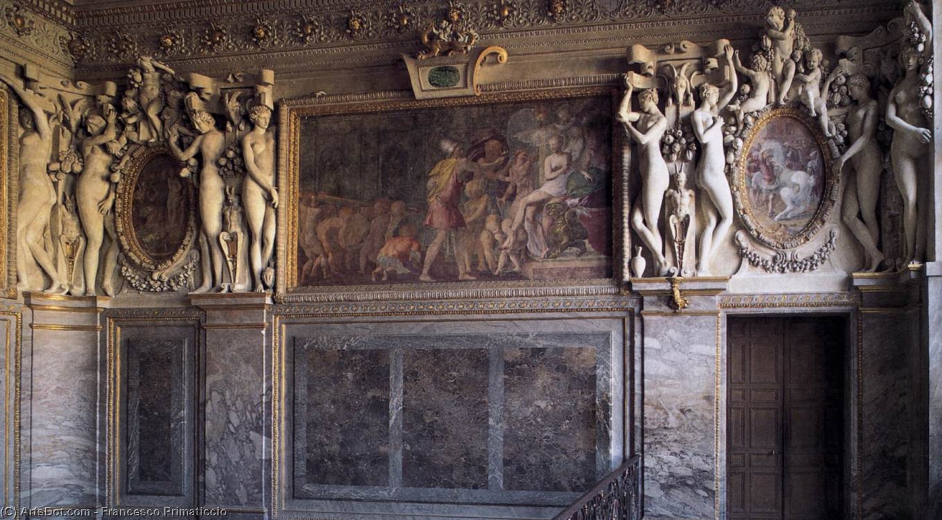 Wikioo.org - Bách khoa toàn thư về mỹ thuật - Vẽ tranh, Tác phẩm nghệ thuật Francesco Primaticcio - Royal Staircase (detail) (8)