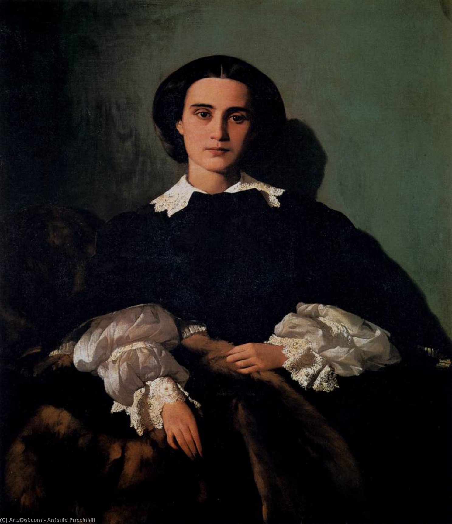 Wikioo.org - The Encyclopedia of Fine Arts - Painting, Artwork by Antonio Puccinelli - Portrait of the Noblewoman Marrocchi