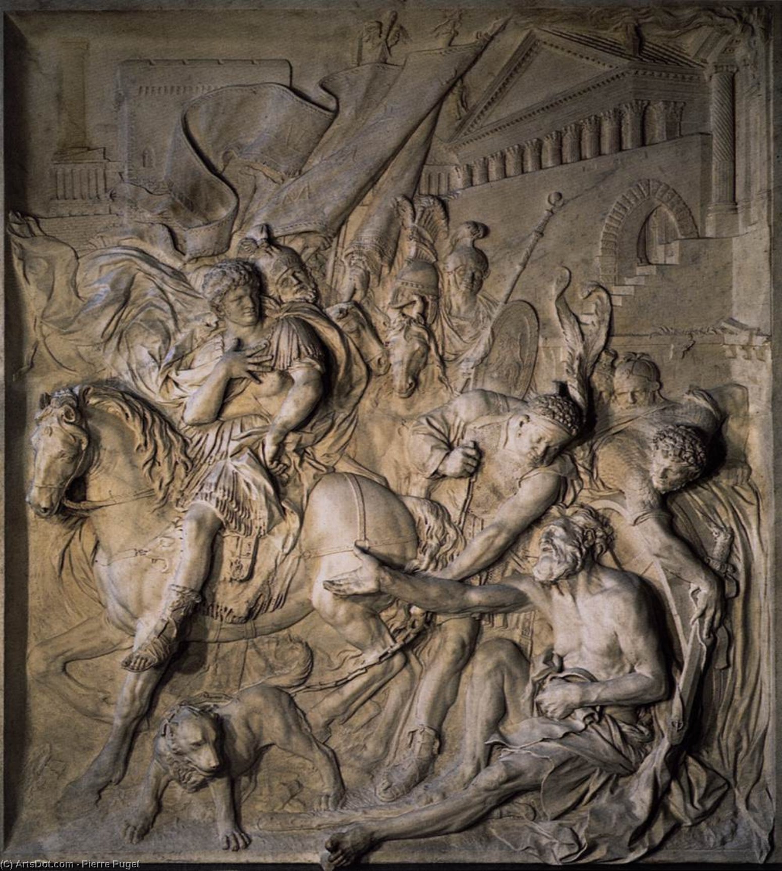 WikiOO.org - Enciklopedija dailės - Tapyba, meno kuriniai Pierre Puget - The Meeting of Alexander the Great and Diogenes
