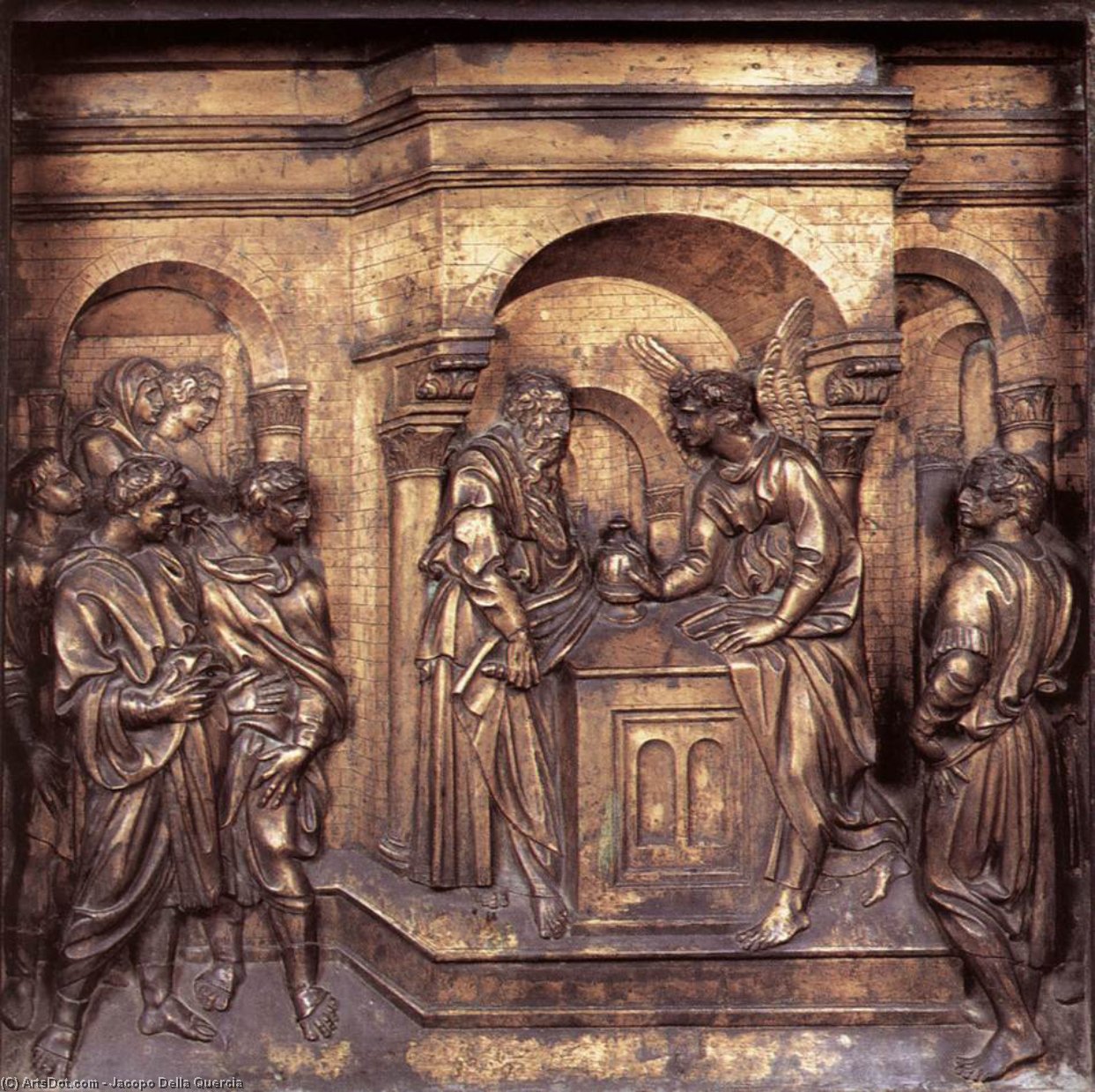 WikiOO.org - Encyclopedia of Fine Arts - Maleri, Artwork Jacopo Della Quercia - Zacharias in the Temple