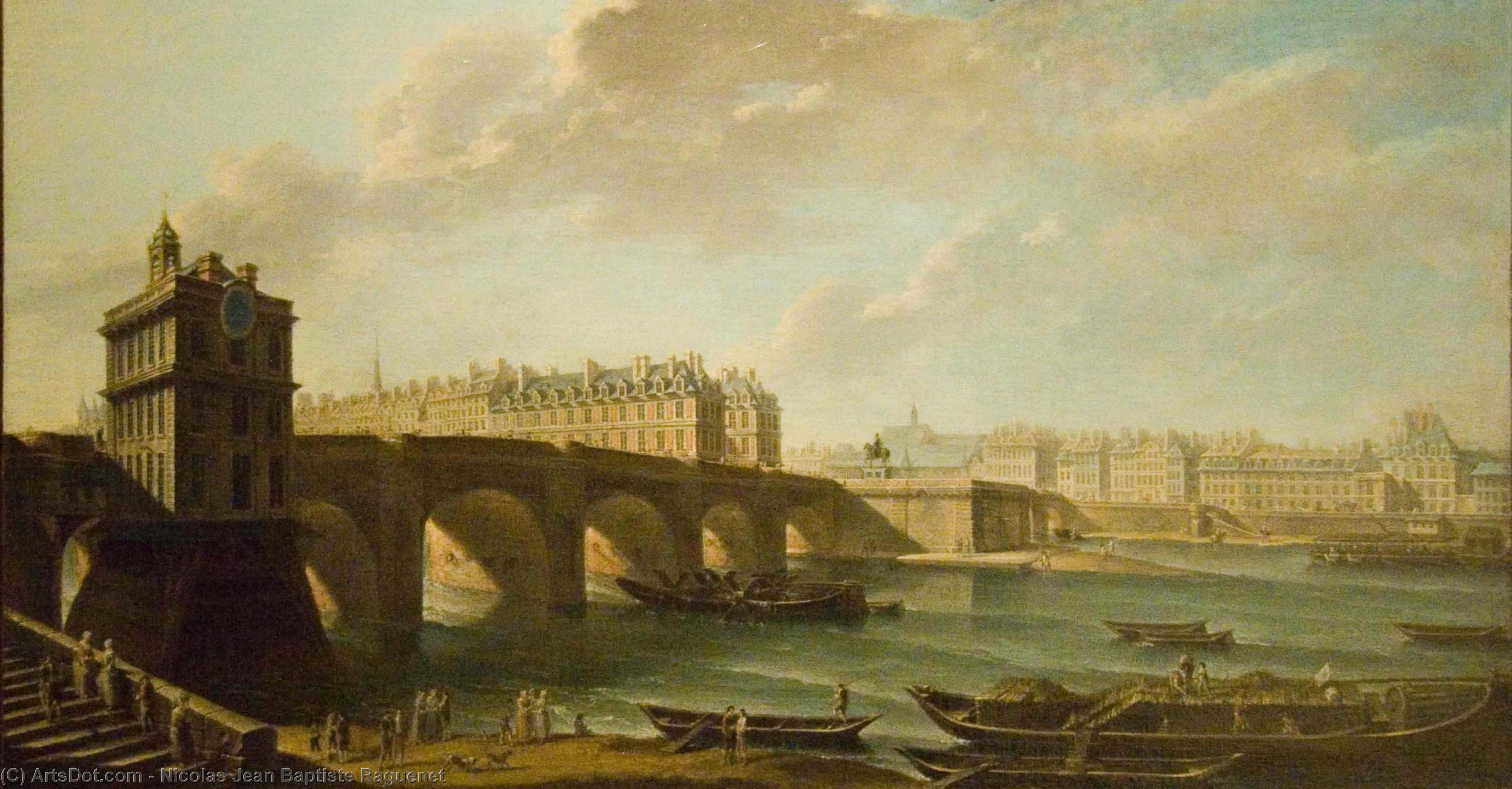 Wikioo.org - The Encyclopedia of Fine Arts - Painting, Artwork by Nicolas Jean Baptiste Raguenet - The Pont Neuf and the Samaritaine