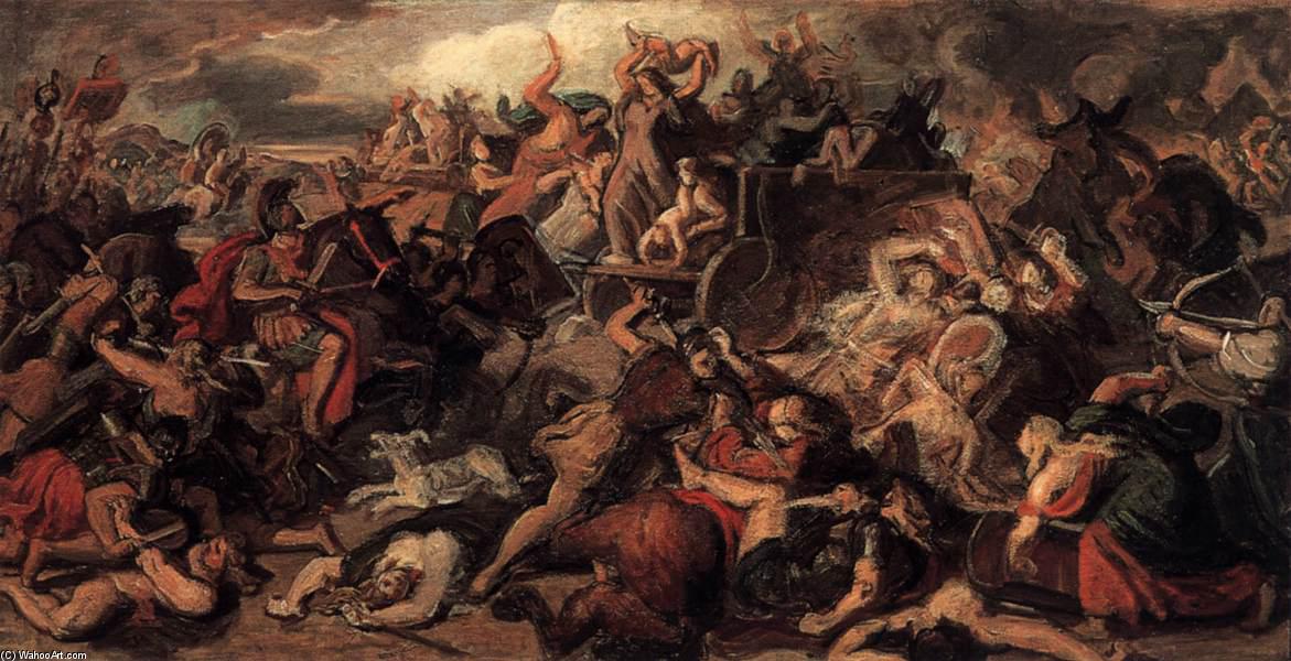 Wikioo.org - The Encyclopedia of Fine Arts - Painting, Artwork by Carl Rahl - Battle of the Cimbrians