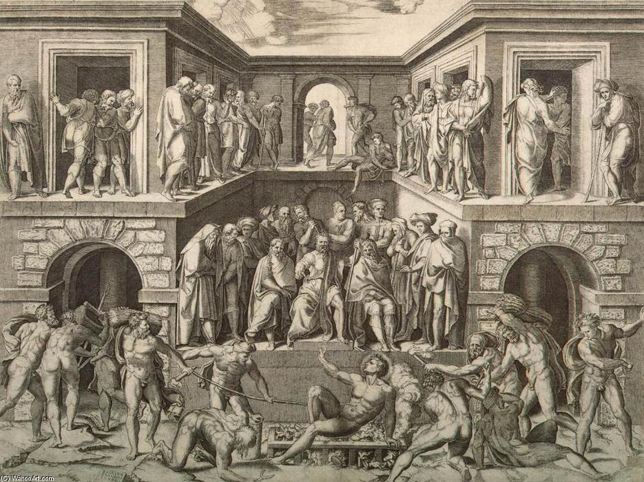Wikioo.org – L'Encyclopédie des Beaux Arts - Peinture, Oeuvre de Marcantonio Raimondi - martyre des st laurent