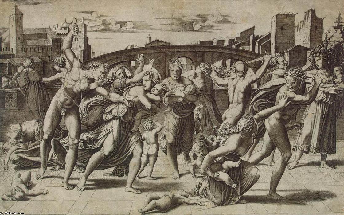 WikiOO.org - Enciklopedija likovnih umjetnosti - Slikarstvo, umjetnička djela Marcantonio Raimondi - Massacre of the Innocents
