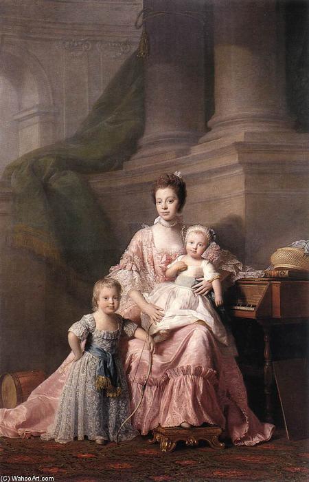 Wikioo.org - The Encyclopedia of Fine Arts - Painting, Artwork by Allan Ramsay - Queen Charlotte with her Two Children
