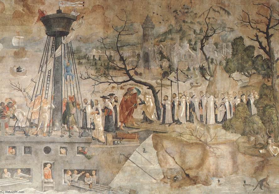 Wikioo.org – La Enciclopedia de las Bellas Artes - Pintura, Obras de arte de Jörg Ratgeb - las carmelitas y King San . Louis pulgadas 1248