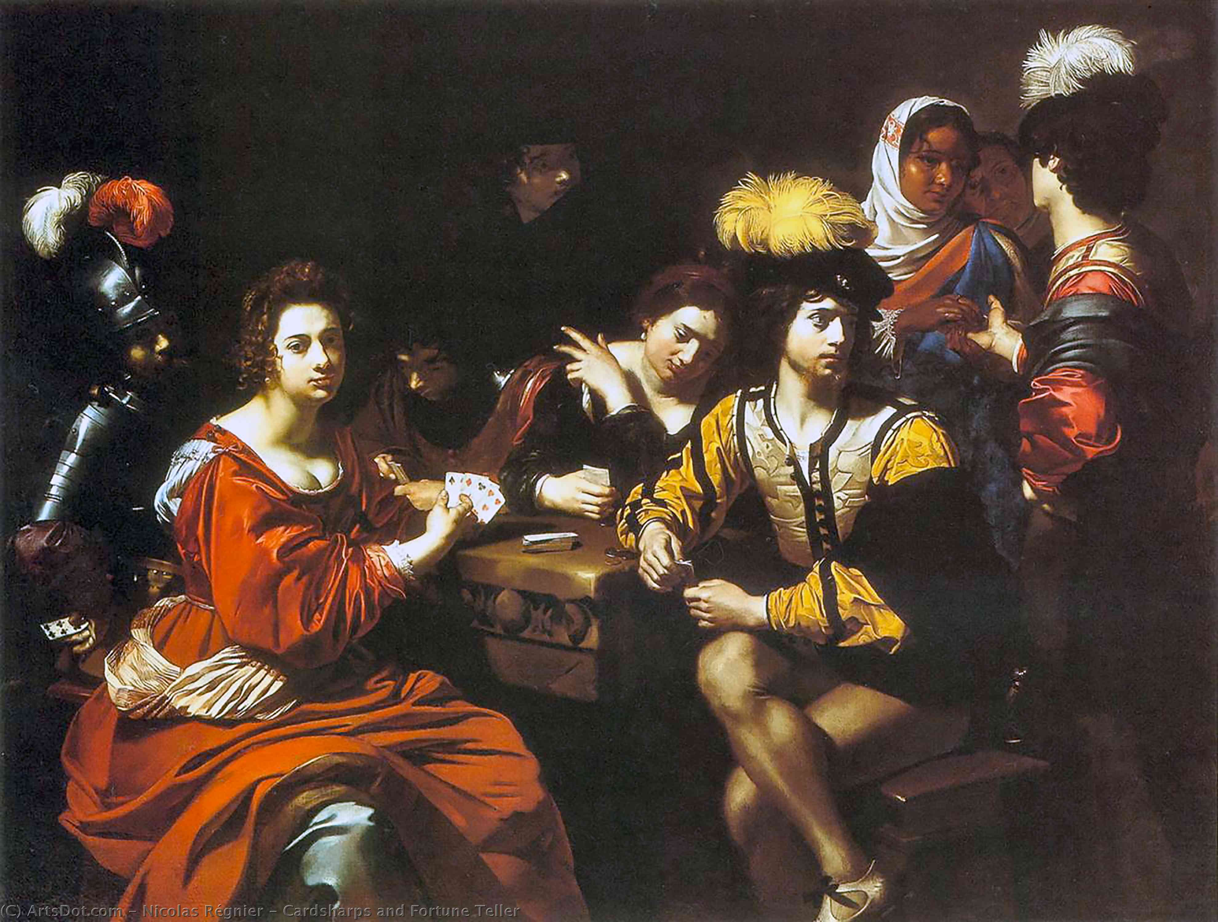 Wikioo.org - The Encyclopedia of Fine Arts - Painting, Artwork by Nicolas Régnier - Cardsharps and Fortune Teller
