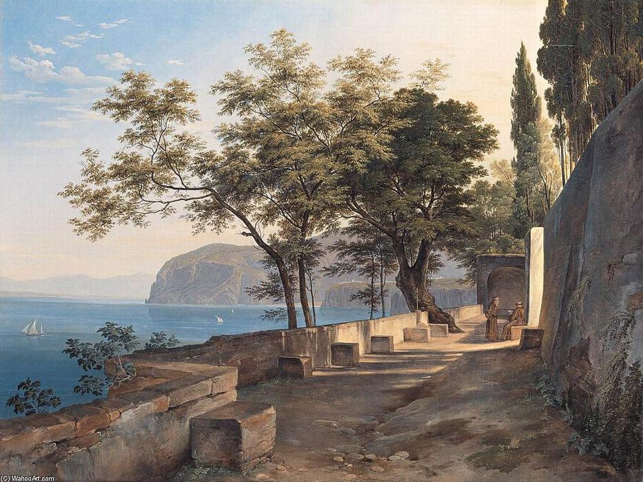 WikiOO.org - Encyclopedia of Fine Arts - Lukisan, Artwork Heinrich Carl Reinhold - Terrace of the Capucin Priory in Sorrento