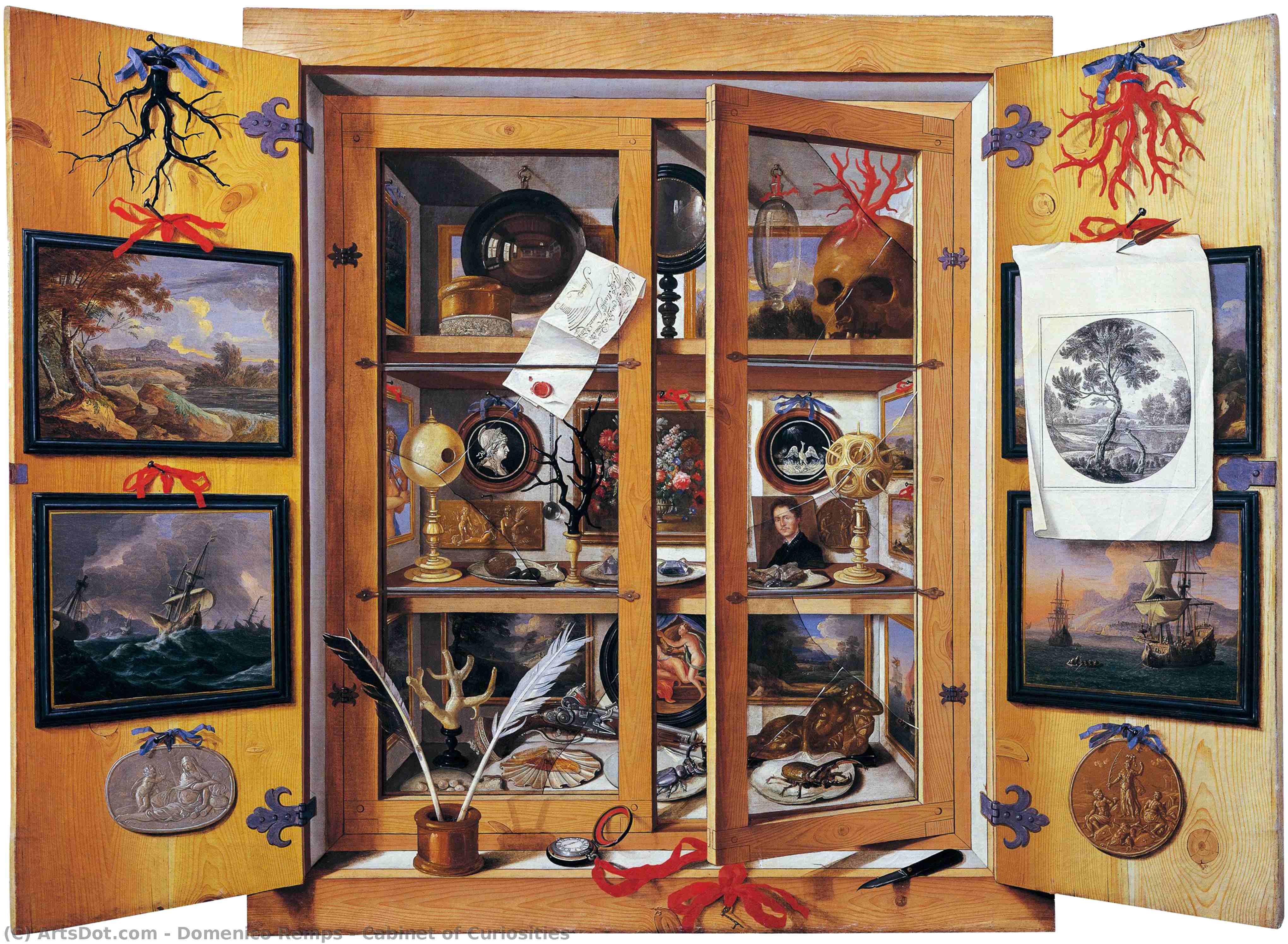 Wikoo.org - موسوعة الفنون الجميلة - اللوحة، العمل الفني Domenico Remps - Cabinet of Curiosities