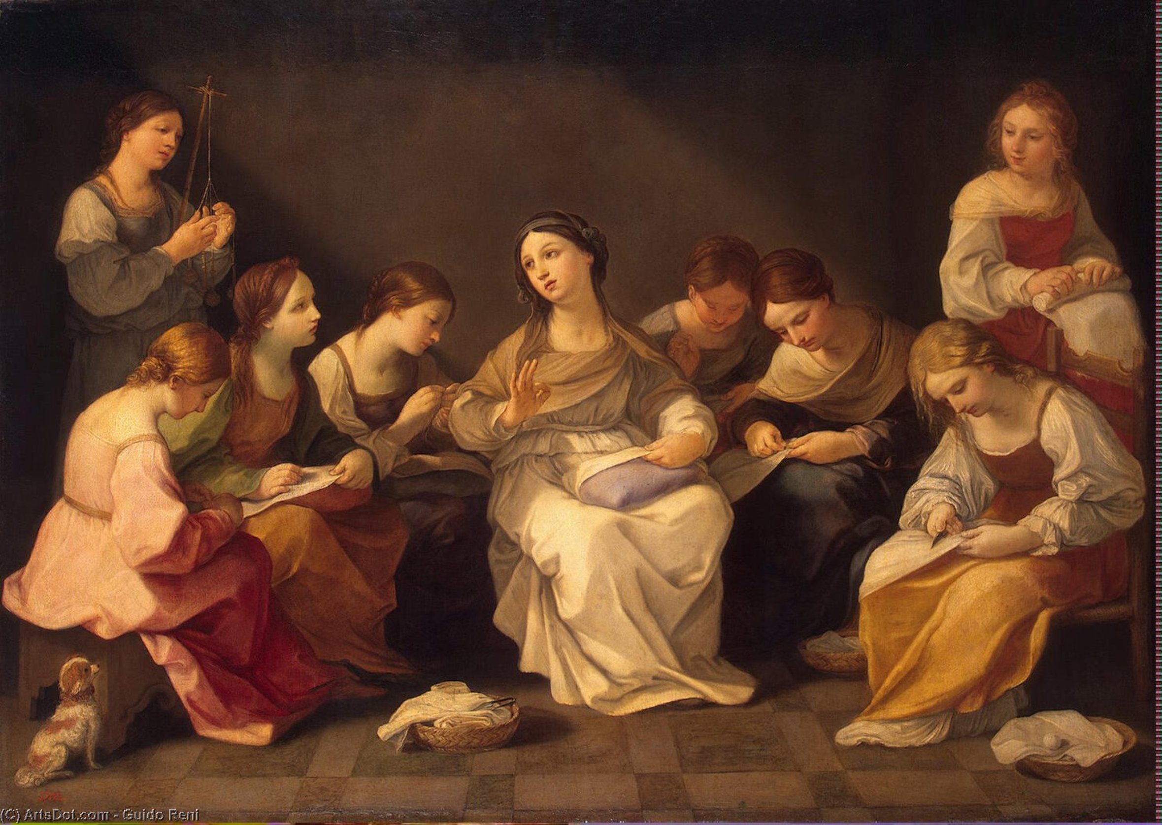 Wikioo.org - Bách khoa toàn thư về mỹ thuật - Vẽ tranh, Tác phẩm nghệ thuật Reni Guido (Le Guide) - Education of the Virgin