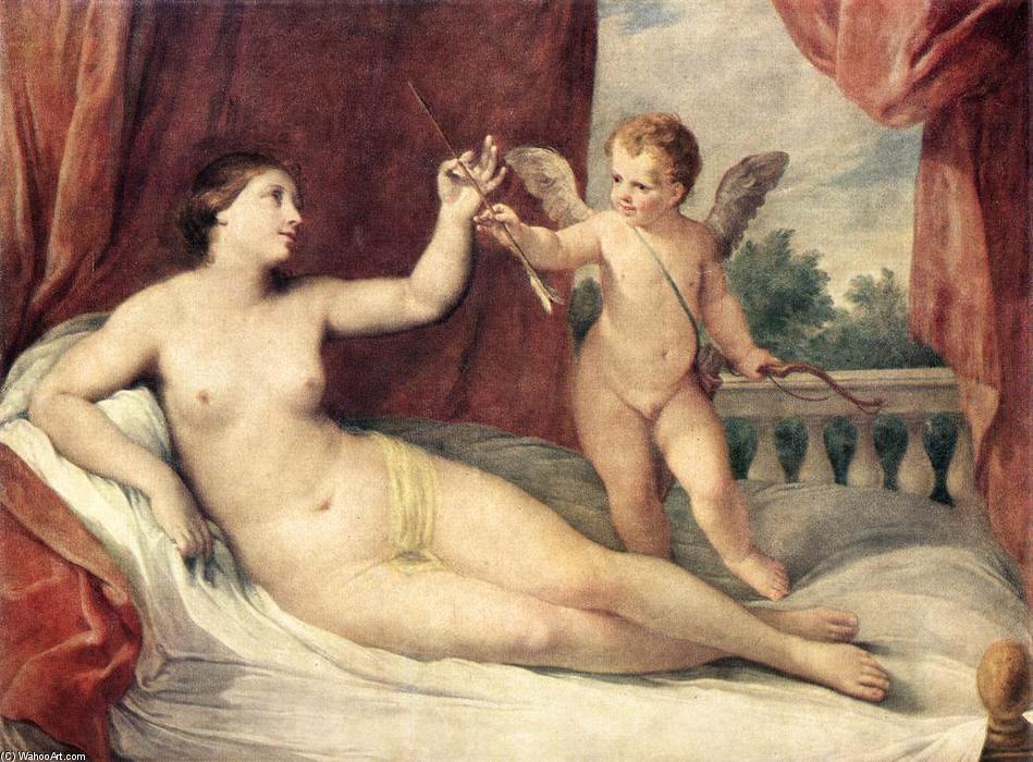 Wikioo.org - The Encyclopedia of Fine Arts - Painting, Artwork by Reni Guido (Le Guide) - Reclining Venus with Cupid