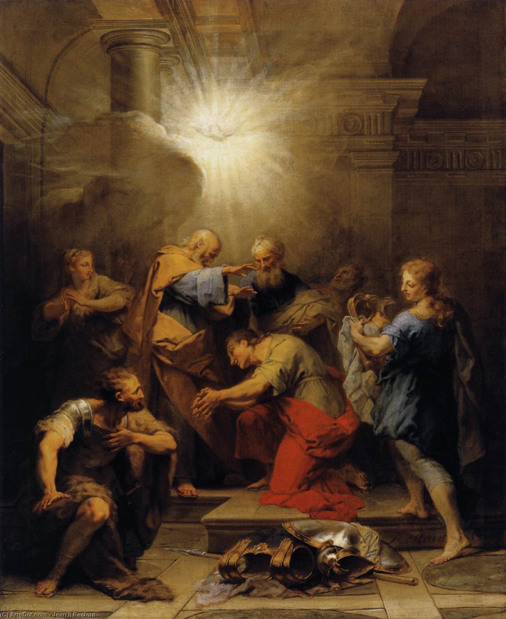 WikiOO.org - Енциклопедия за изящни изкуства - Живопис, Произведения на изкуството Jean Ii Restout - Ananias Restoring the Sight of St Paul
