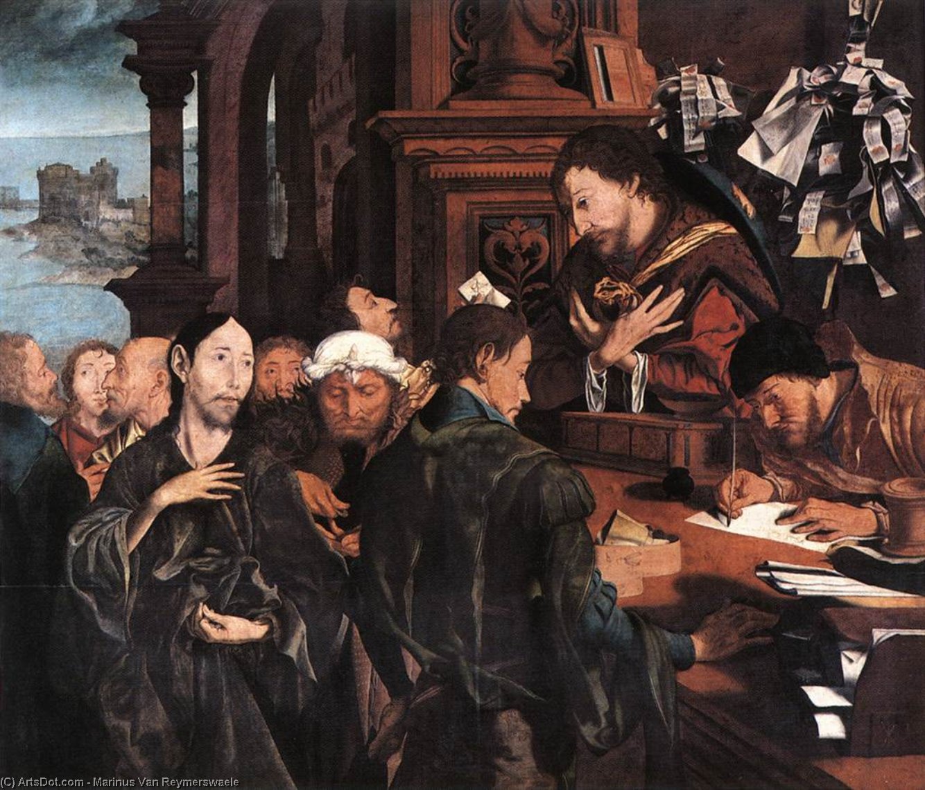 Wikioo.org - The Encyclopedia of Fine Arts - Painting, Artwork by Marinus Van Reymerswaele - The Calling of Matthew