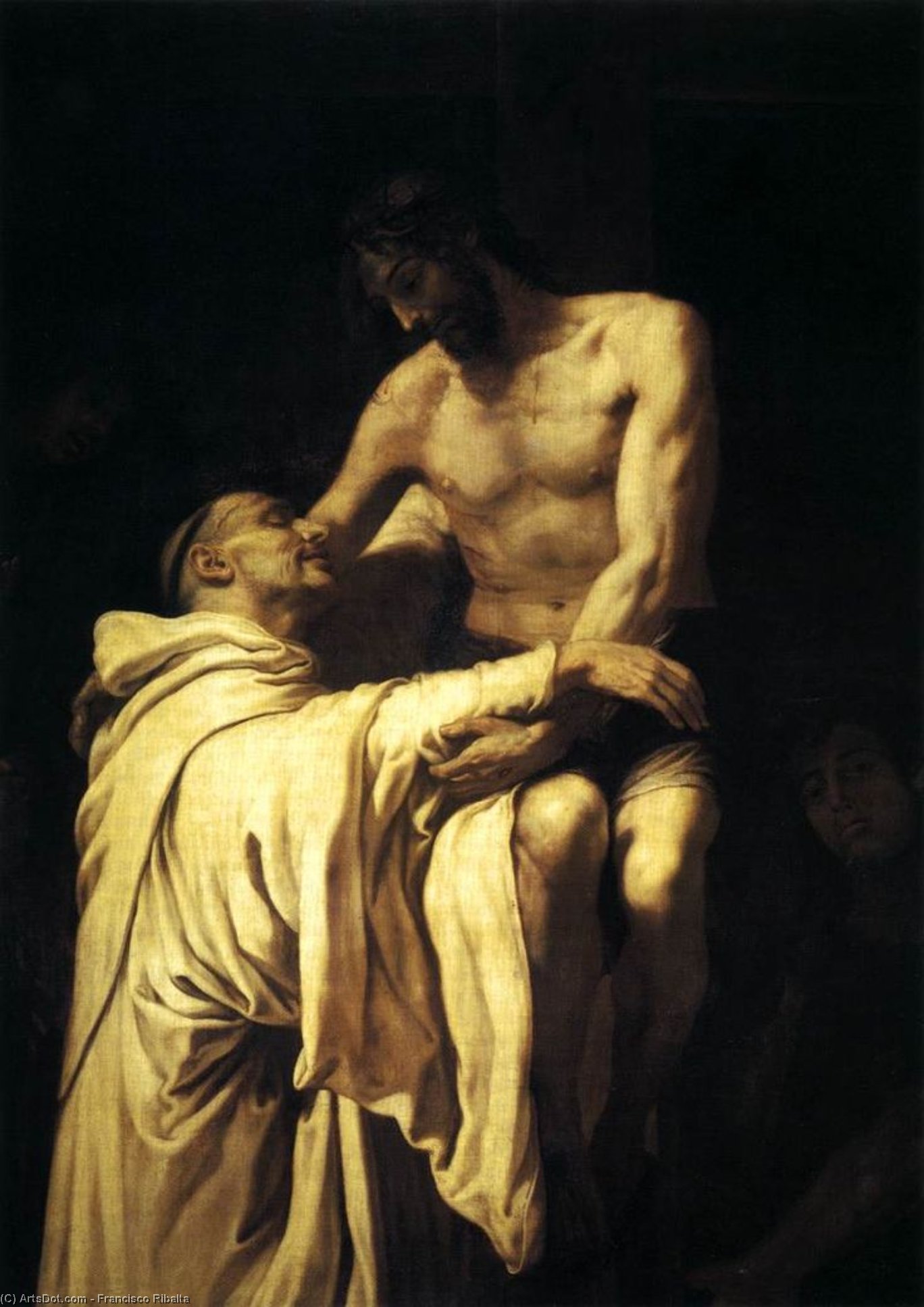 WikiOO.org - Enciclopédia das Belas Artes - Pintura, Arte por Francisco Ribalta - Christ Embracing St Bernard