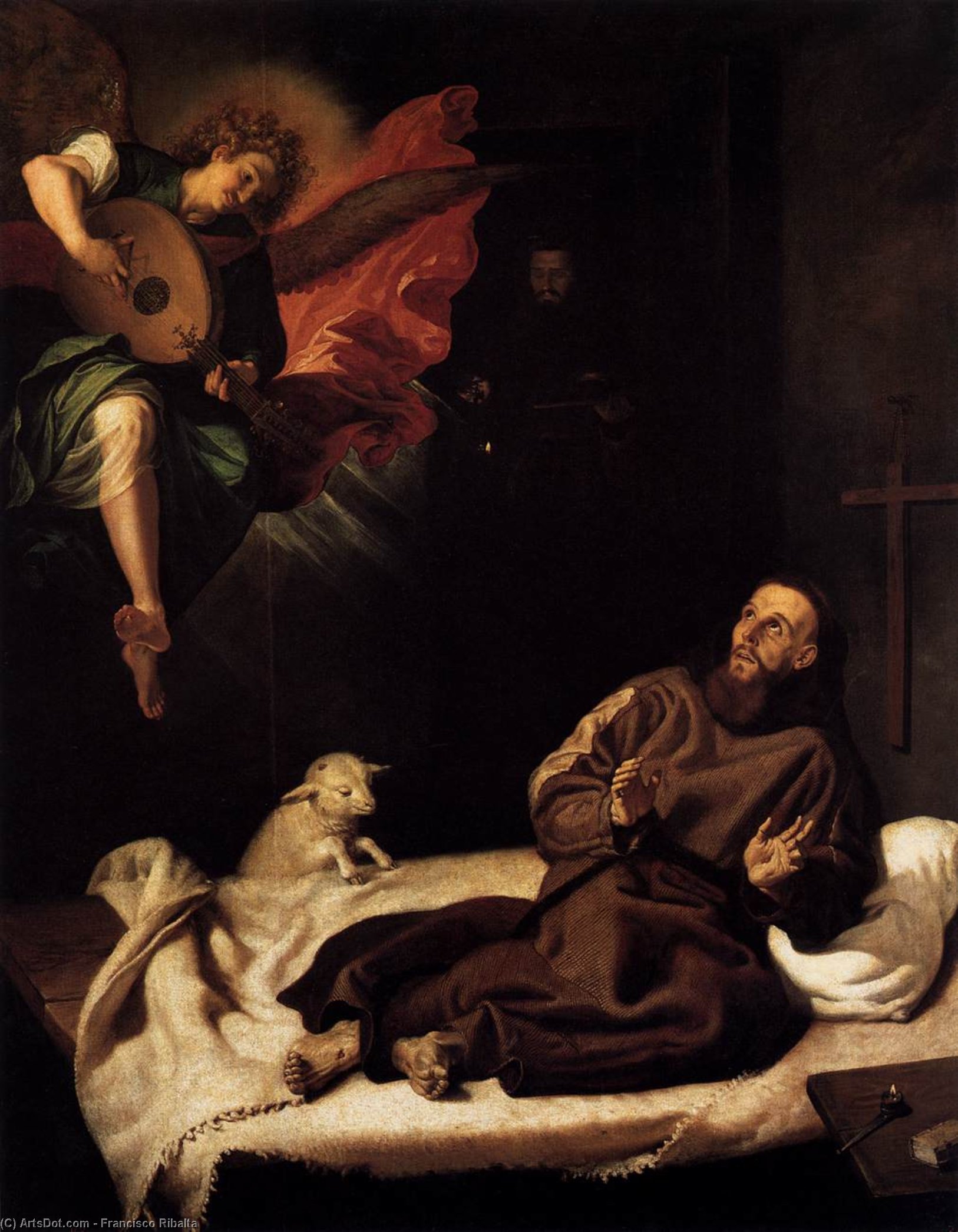 Wikioo.org - The Encyclopedia of Fine Arts - Painting, Artwork by Francisco Ribalta - St Francis Comforted by an Angel