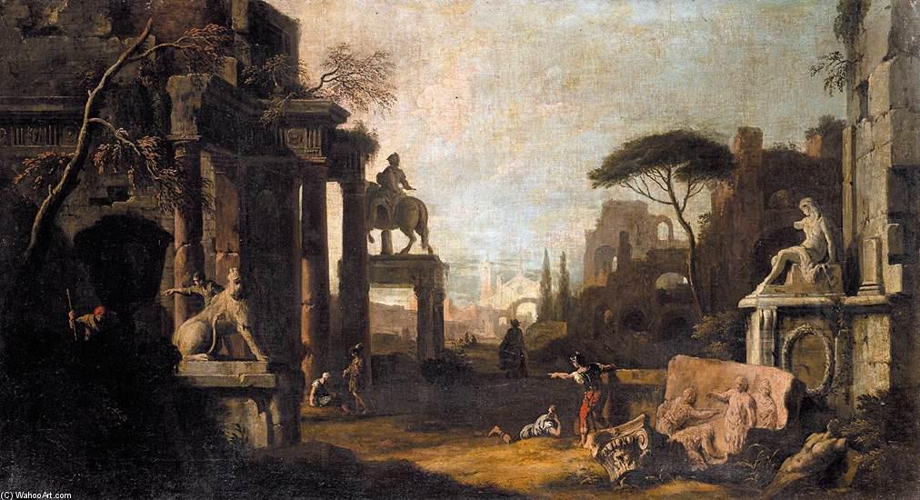 Wikioo.org - The Encyclopedia of Fine Arts - Painting, Artwork by Marco Ricci - Architectural Capriccio