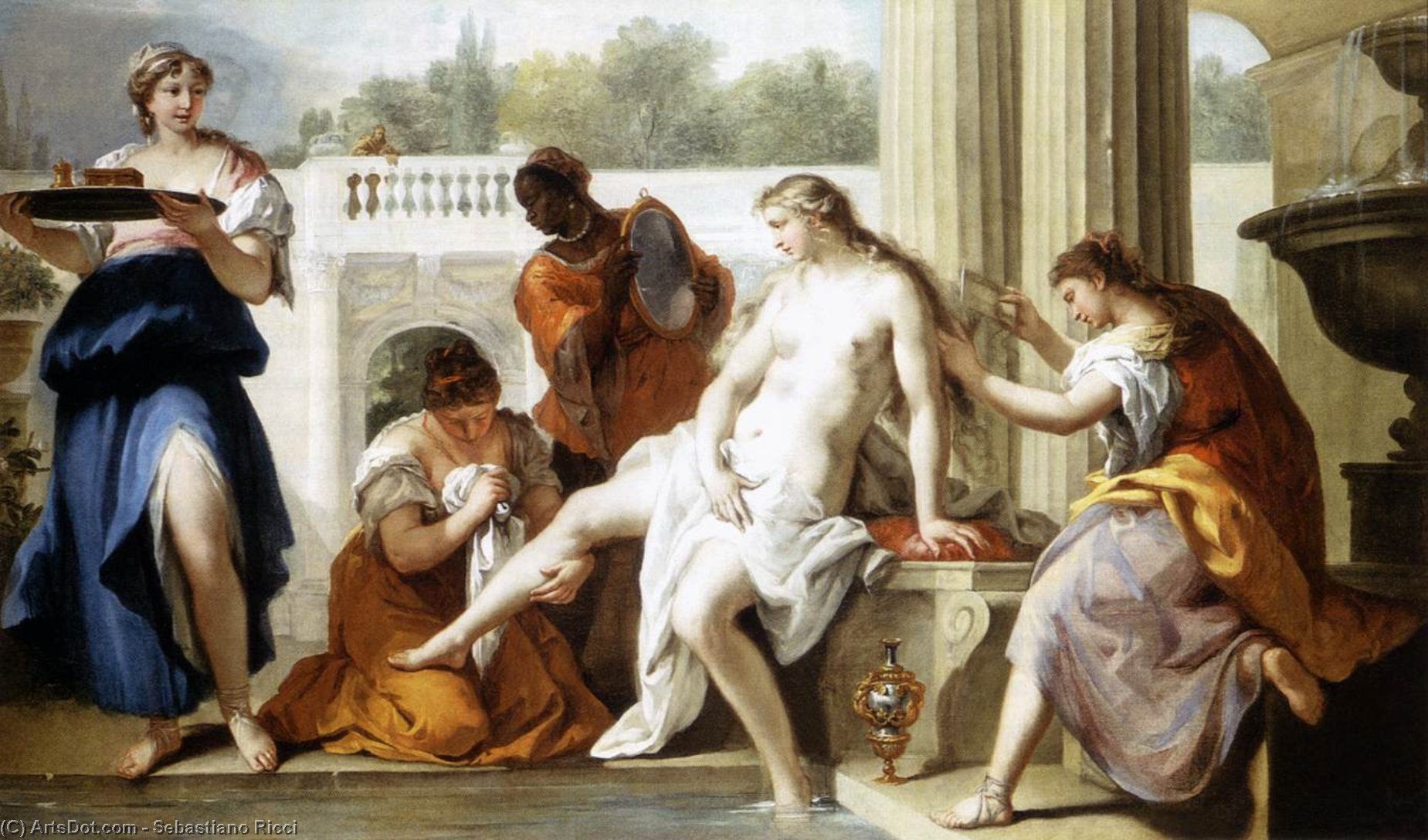 Wikioo.org – La Enciclopedia de las Bellas Artes - Pintura, Obras de arte de Sebastiano Ricci - Betsabé a  el  baño