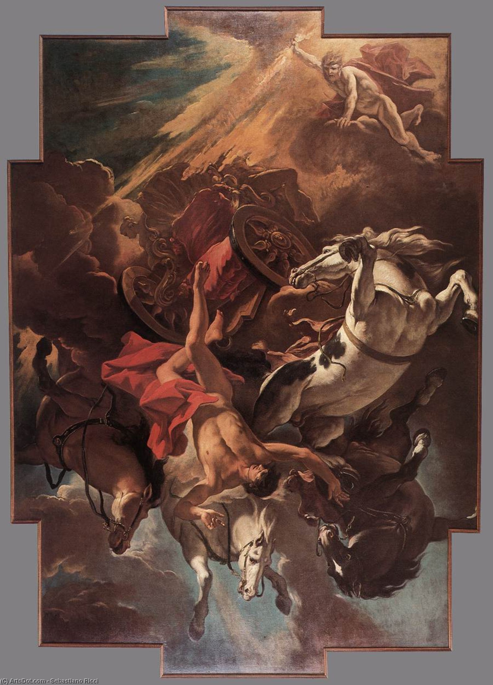 WikiOO.org - Enciclopédia das Belas Artes - Pintura, Arte por Sebastiano Ricci - Fall of Phaethon