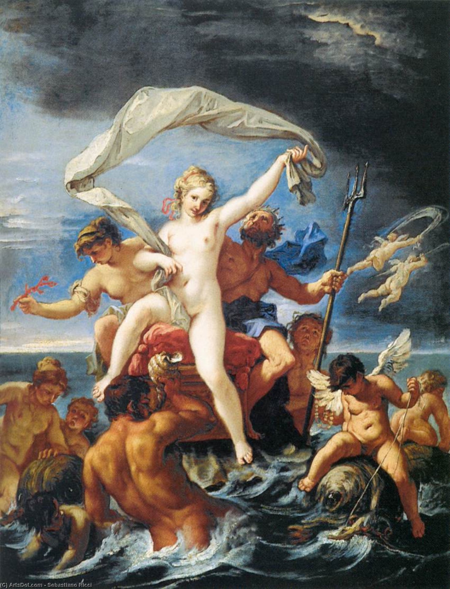 Wikioo.org - The Encyclopedia of Fine Arts - Painting, Artwork by Sebastiano Ricci - Neptune and Amphitrite