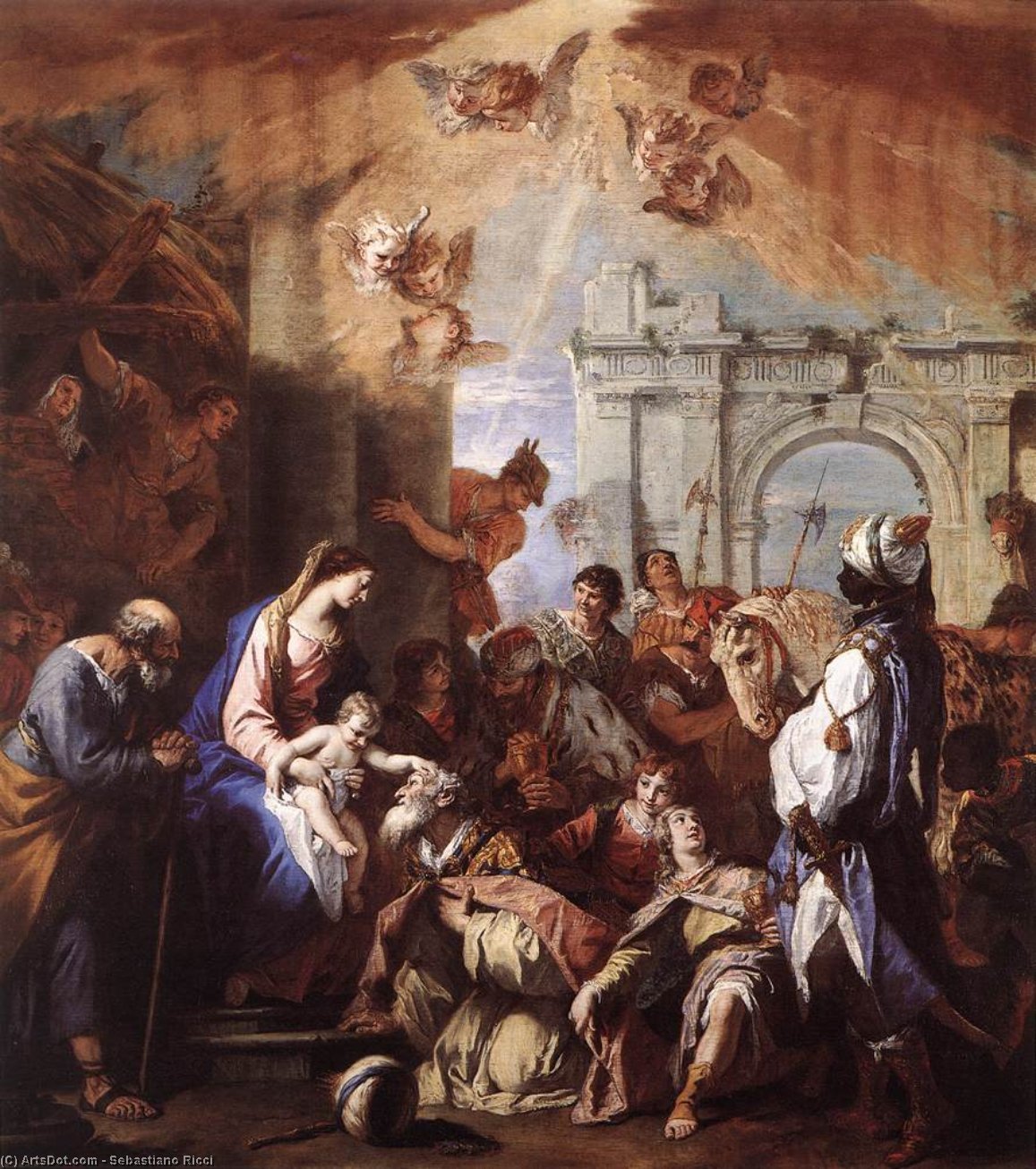 Wikioo.org - The Encyclopedia of Fine Arts - Painting, Artwork by Sebastiano Ricci - The Adoration of the Magi