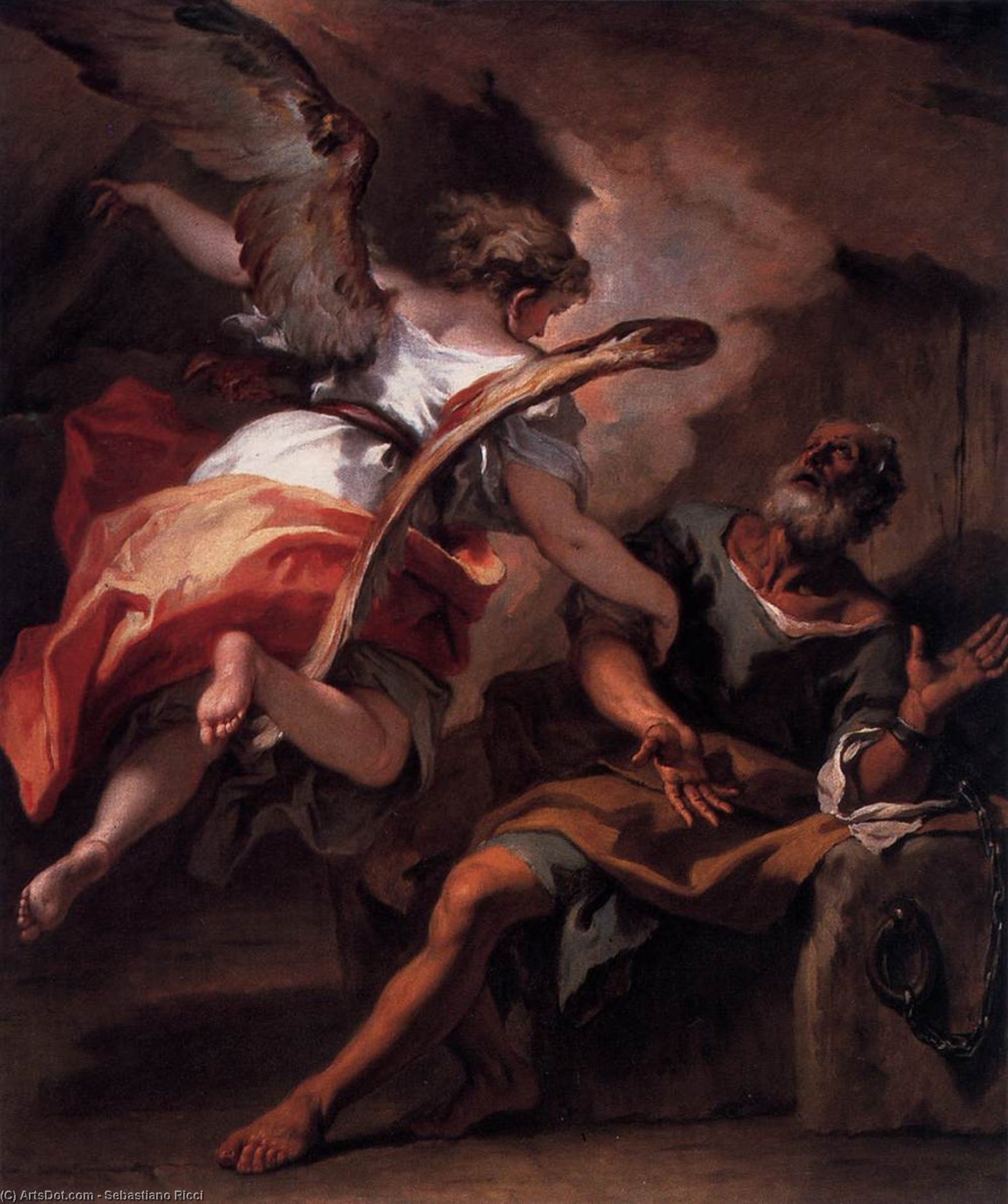 Wikioo.org - The Encyclopedia of Fine Arts - Painting, Artwork by Sebastiano Ricci - The Liberation of St Peter