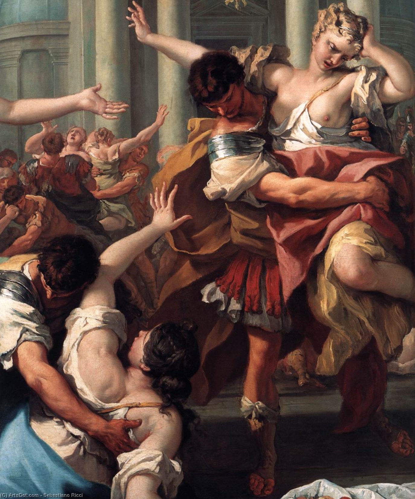 Wikioo.org - The Encyclopedia of Fine Arts - Painting, Artwork by Sebastiano Ricci - The Rape of the Sabine Women (detail)