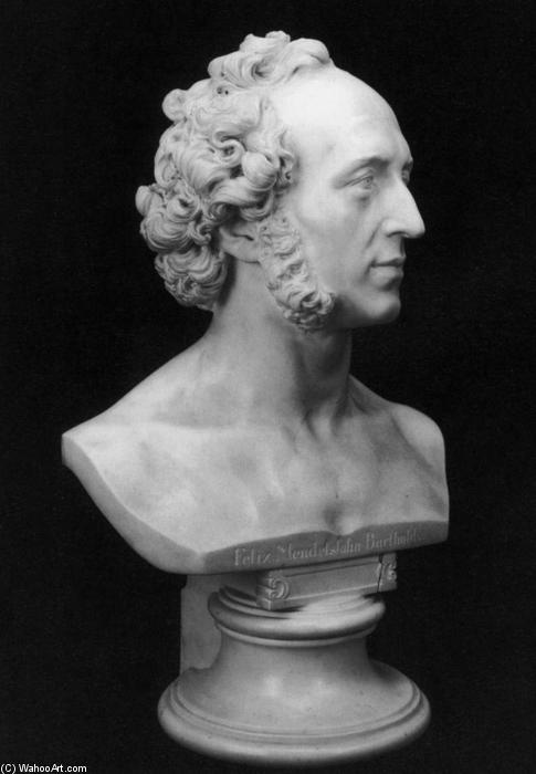 Wikioo.org - The Encyclopedia of Fine Arts - Painting, Artwork by Ernest Friedrich August Rietschel - Bust of Felix Mendelssohn-Bartholdy