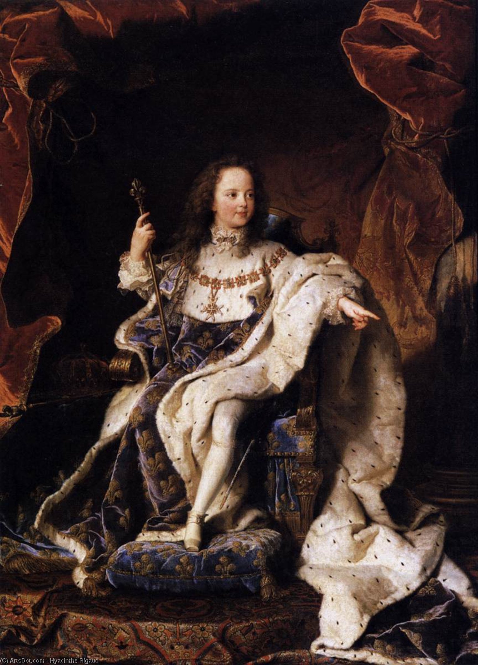 WikiOO.org - Енциклопедия за изящни изкуства - Живопис, Произведения на изкуството Hyacinthe Rigaud - State Portrait of Louis XV