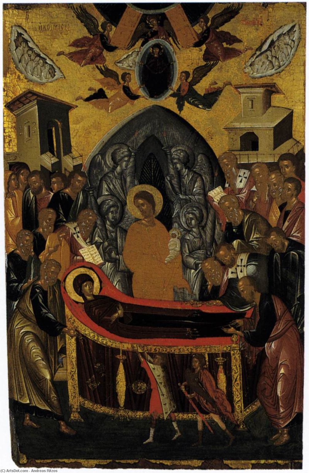 Wikioo.org - The Encyclopedia of Fine Arts - Painting, Artwork by Andreas Ritzos - The Dormition of the Virgin