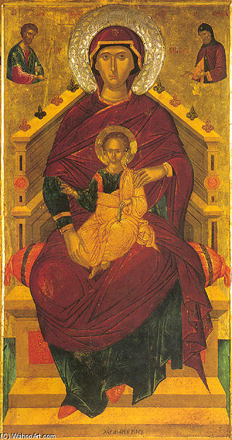 Wikioo.org – L'Enciclopedia delle Belle Arti - Pittura, Opere di Andreas Ritzos - la madre di dio sul trono
