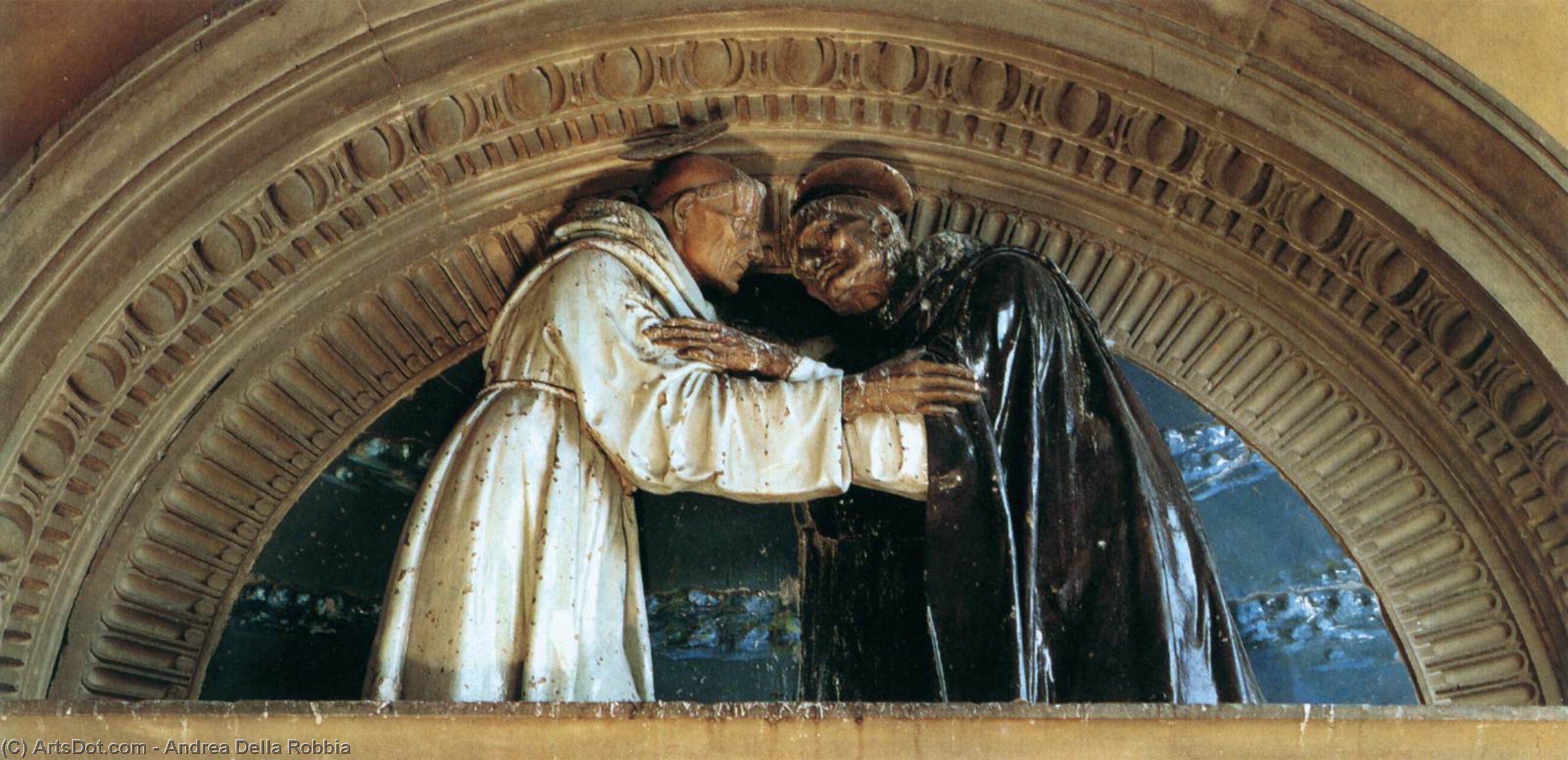 Wikioo.org - The Encyclopedia of Fine Arts - Painting, Artwork by Andrea Della Robbia - Embrace between Sts Francis and Dominic
